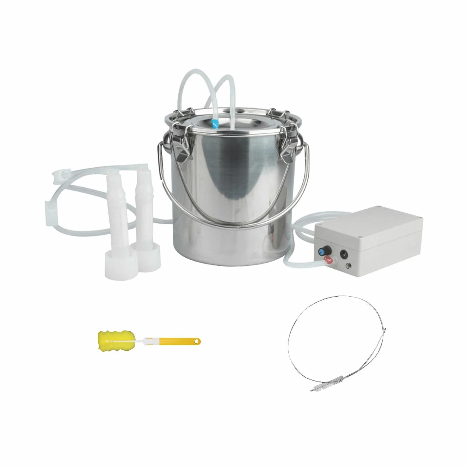 Máquina de Ordeño Ordeñadora Eléctrica Portátil para Cabras, Ordeñadora de Cabras Ovejas y Vacas, Bomba de Vacío con Succión Ajustable, Tanque de Acero Inoxidable de 5L