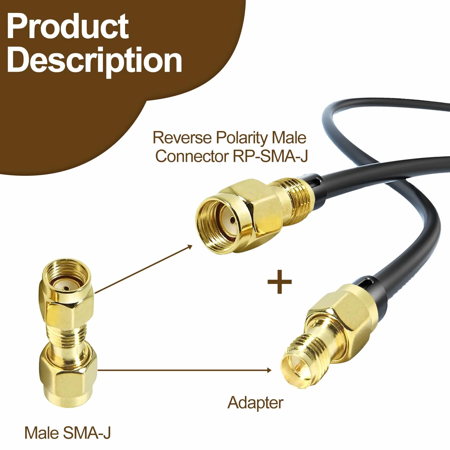 4 Piezas Adaptador Coaxial SMA RF Conector Antena TV SMA Macho a RP-SMA Hembra SMA Hembra a RP-SMA Macho para Wi-Fi FPV