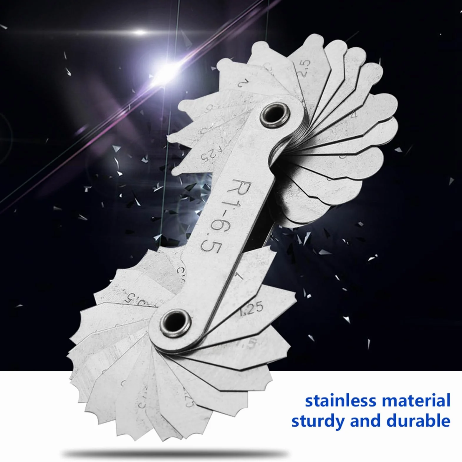 Acero Inoxidable Radius Fillet Gauge R1-6.5MM Cóncavo Convexo Herramienta De Medición