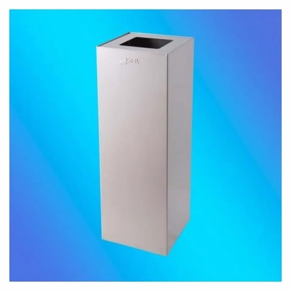 Jofel - AL709301, Papelera Rectangular con Amplia Boca Superior, Capacidad 40 Lts y Fácil Sustitución de la Bolsa, Papelera Rectangular sin Tapa, Para Exteriores, Grandes Superficies, Acero Inox