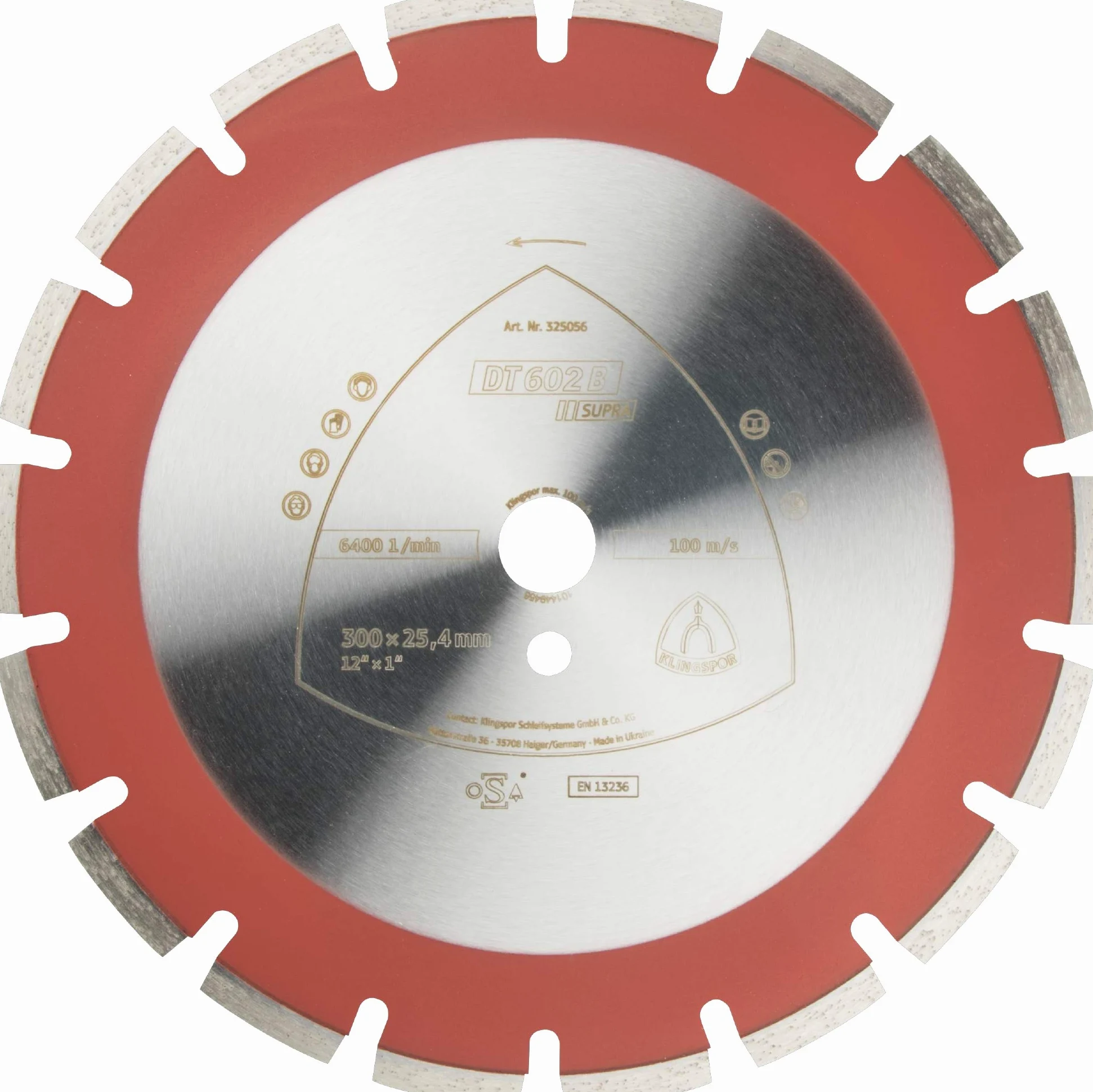DT 602 B - Disco de corte de diamante (300 x 2,8 x 25,4 mm, 18 segmentos, 40 x 2,8 x 9 mm, dentado ancho)