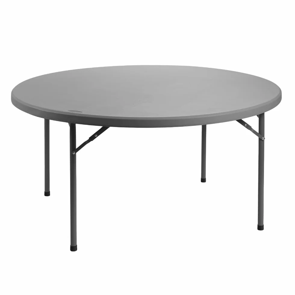 Mesa Redonda Grande de 160 x 160cm con Patas Plegables de Exterior, Jardín, Catering y Hostelería. Auxiliar para Comedor y Camping, de 8 Personas, Fácil de Transportar, Portátil y de PVC
