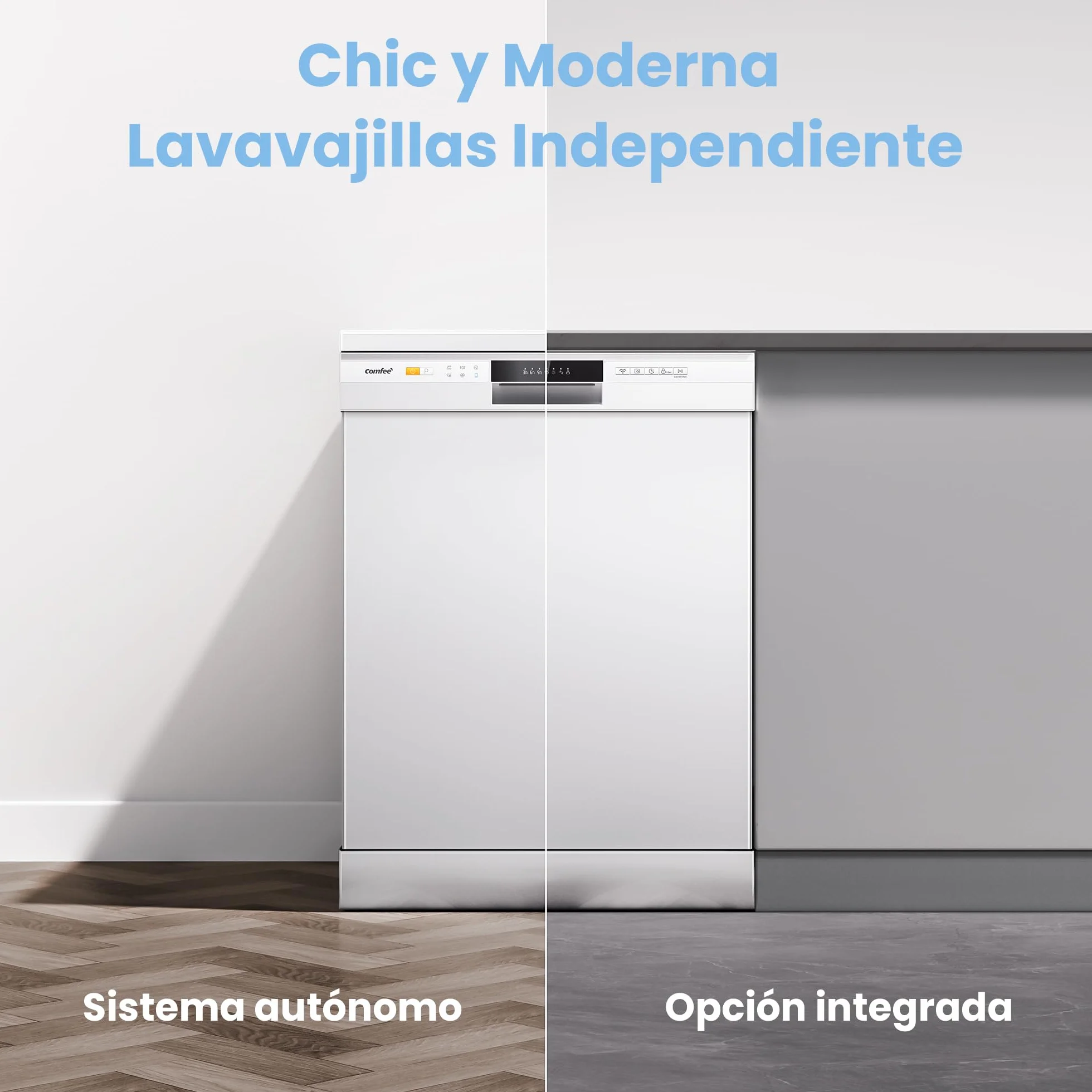 COMFEE' CDWPF1201PW-WE-EU Lavavajillas Libre Instalación 60cm 12 Cubiertos 8 Programas 70°C Lavado Higiénico WiFi IOT Cloud Wash Blanco