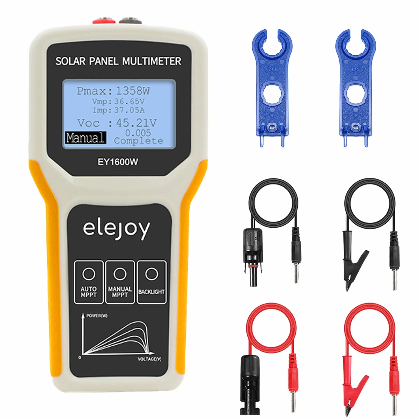 SolaMr 1600W Multímetro Fotovoltaico MPPT con LCD Claro, Inteligente MPPT Circuito Abierto Resolución de Problemas de Voltaje y Pruebas de Datos para Pruebas de Energía Solar Fotovoltaica -EY 1600W