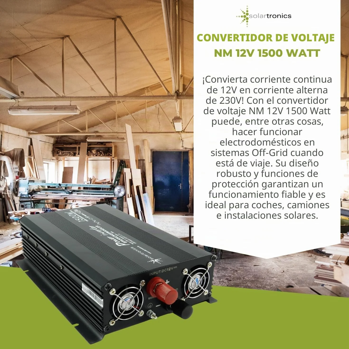 Convertidor de tensión 12 V 1500 3000 W 230 V - Inversor para la conexión móvil de electrodomésticos