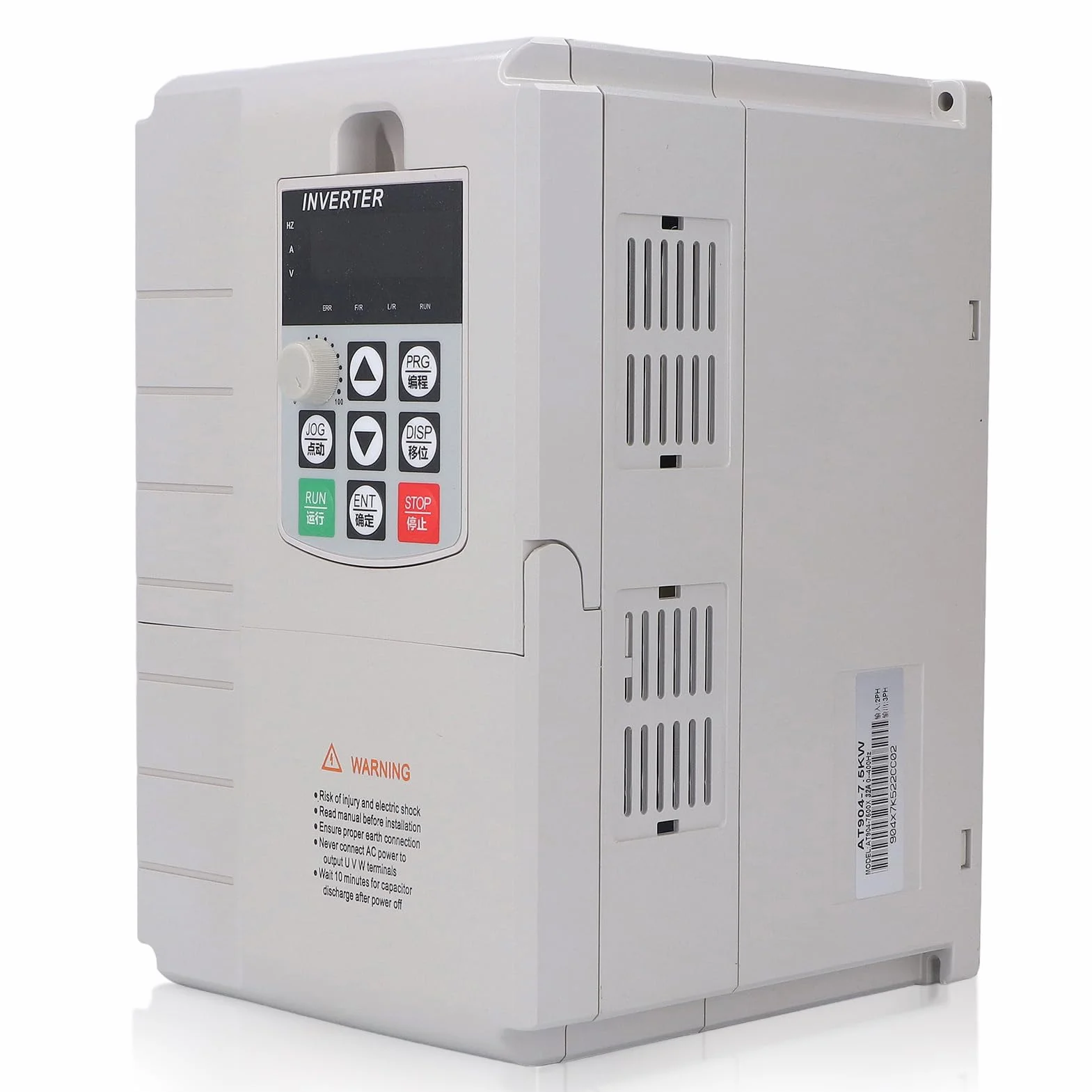 Convertidor de Frecuencia 7.5KW para Control de Velocidad de Motor, Entrada Monofásica 220V, Salida Trifásica 380V