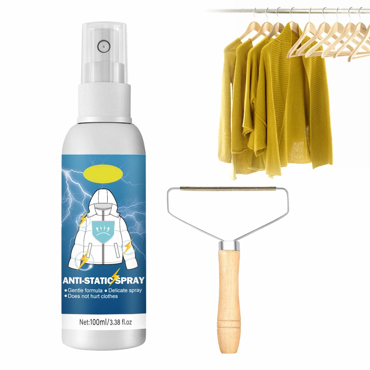 Spray Antiestático para Ropa 100ml Anti Static Aerosol Reducir Electricidad Estática