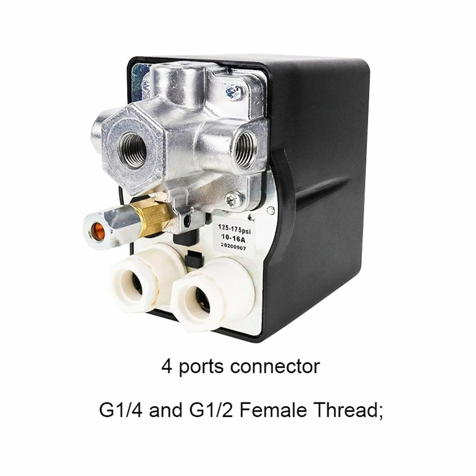 Regulador de Presión, Interruptor de presión 380V 90-120 Psi, perilla de encendido y apagado Manual, controlador de compresor de aire con relé de protección térmica LF12(6-8KG MAX-6.3A)