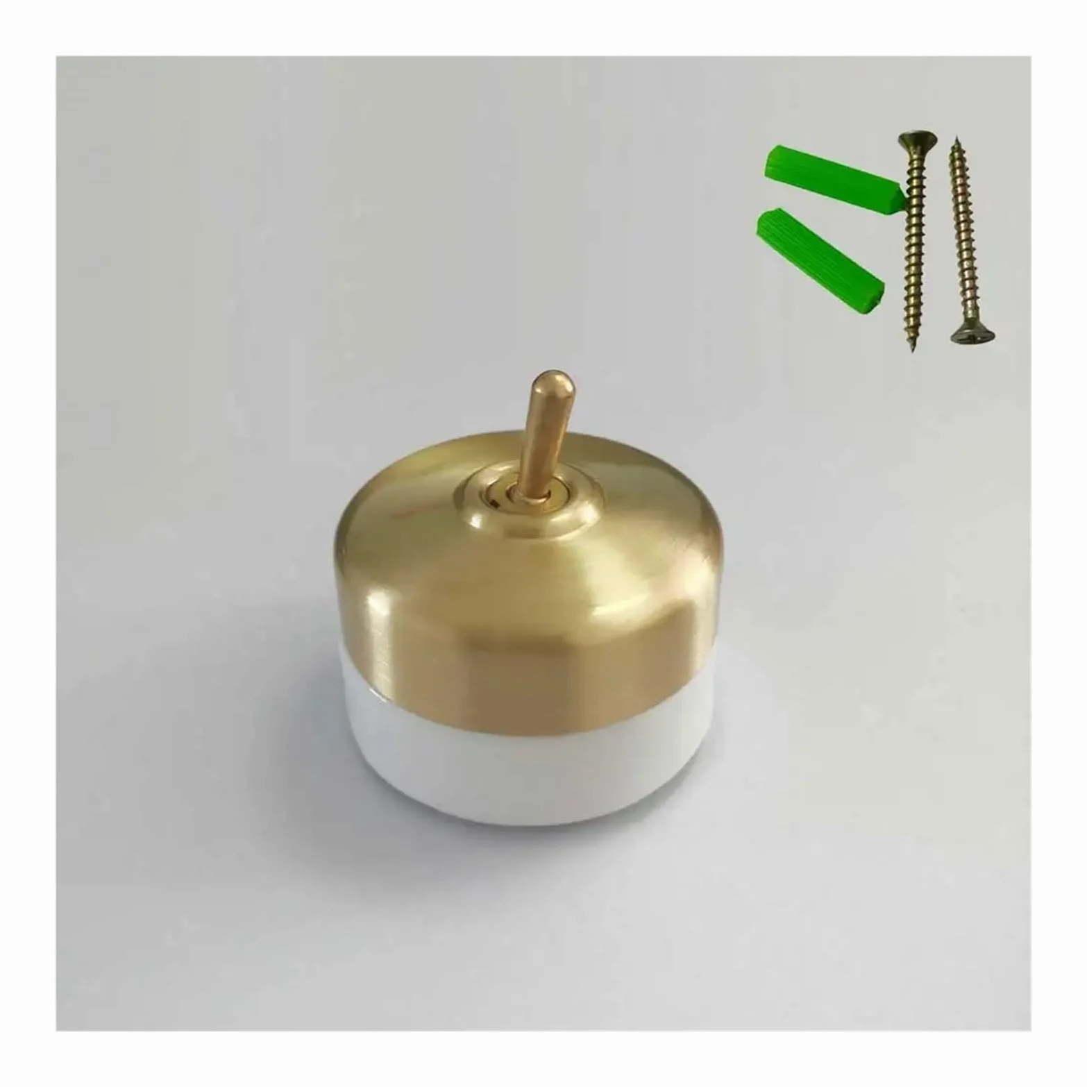 Interruptor de palanca redondo de cerámica, 1 vía, 2 vías, interruptor de luz de pared, palanca de latón, interruptor de pared ON-OFF(Copper 1 way)