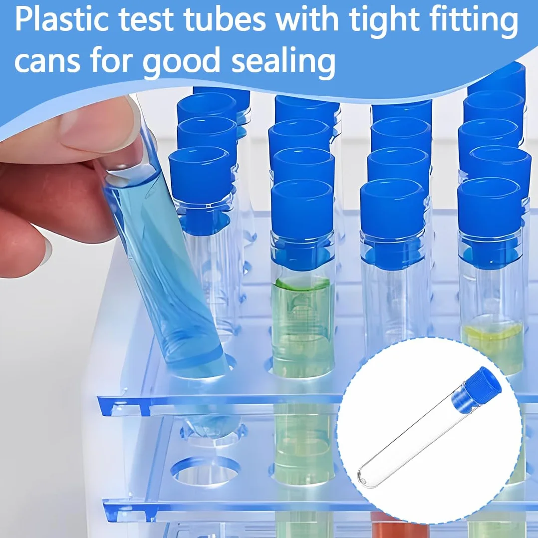Tubos De Plástico Con Tapón 10 * 1.5Cm 12 Piezas Transparentes Para Experimentos Científicos Laboratorio