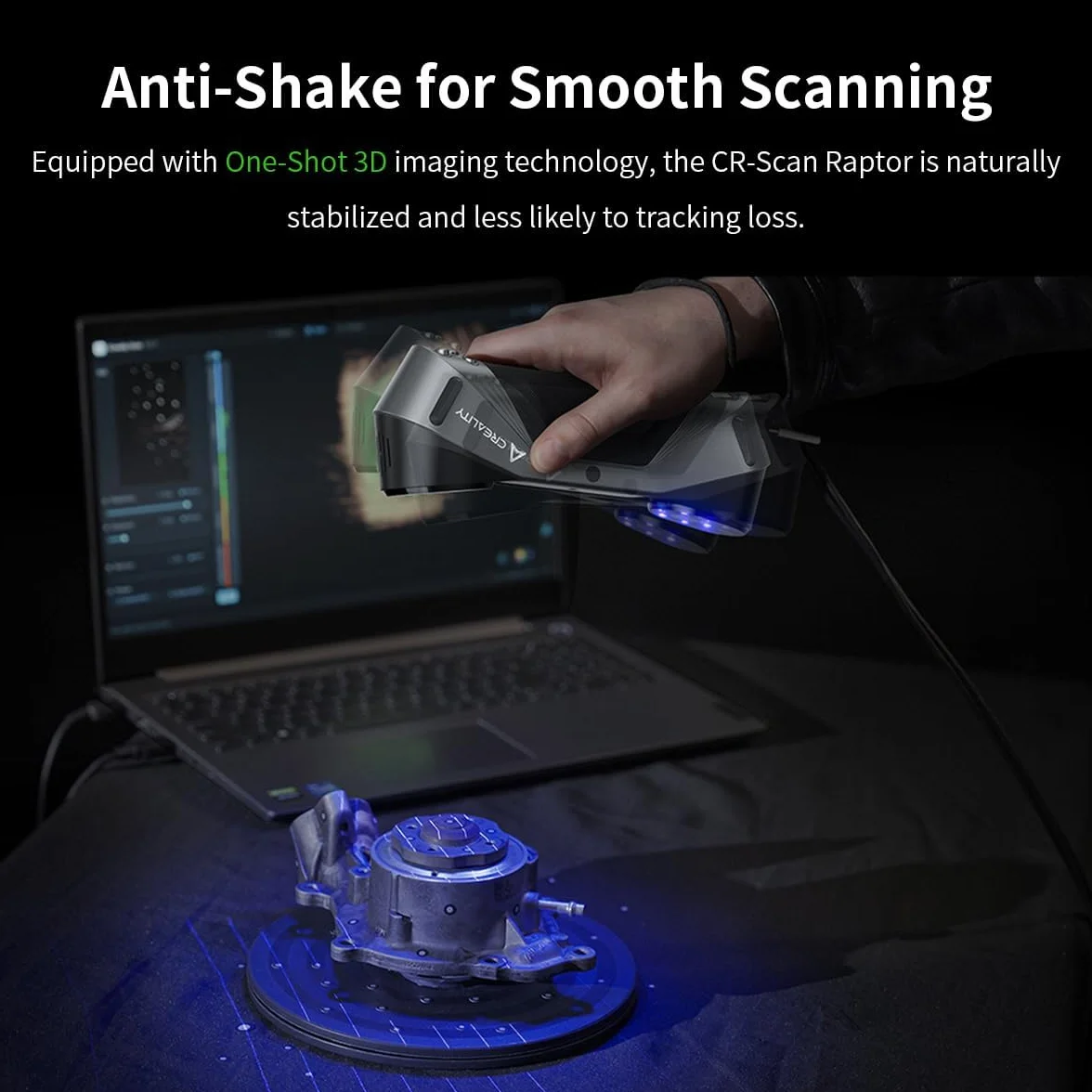 Creality CR-Scan Raptor Escáner 3D para impresión 3D, precisión de 0,02 mm, seguimiento antivibración, velocidad de escaneo de hasta 60 fps, soporte de objetos de 5 a 2000 mm, para Windows Mac