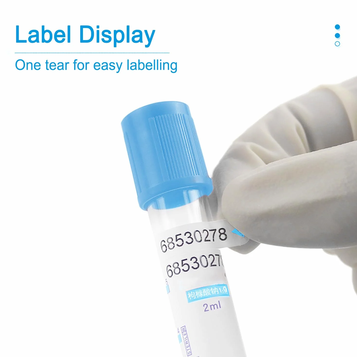 100pcs/pack Citrato De Sodio Tubo De Recogida De Sangre, Desechables De Presión Negativa Tubo De Vacío Con Tapa Azul, Citrato De Sodio 1:9, Tubo Vidrio/Tubo Plástico Opcional, Para Laboratorio