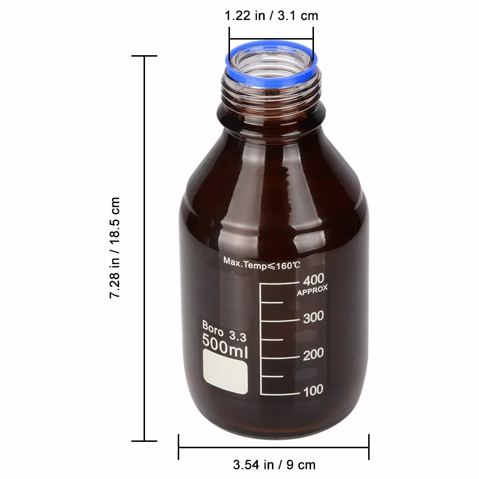 stonylab Dispensador de Laboratorio, Dispensador de Tapas de Botella Ajustable Autoclavable con Botella Reactivo de Borosilicato de 500ml y Adaptador, Bottle Top Dispenser para Laboratorio, 5-30ml