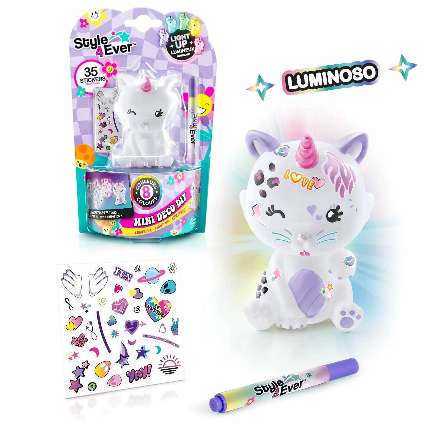Canal Toys Style 4Ever Mini Deco DIY con Luz LED Surtido Rotulador Pegatinas