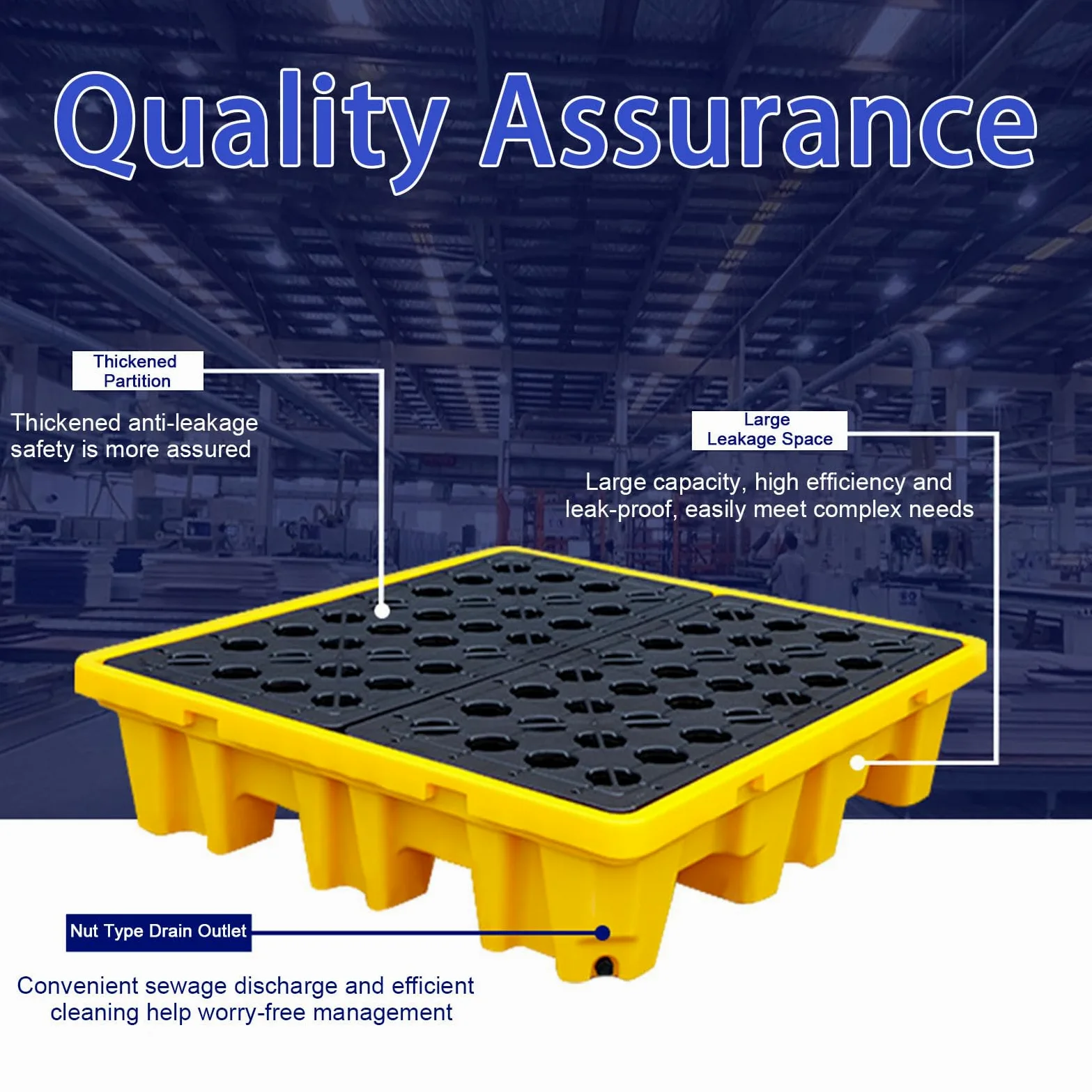 Plataforma Modular Antiderrames para Líquidos Industriales Sistema de Contención para Bidones y Tanques Base de Seguridad con Rejilla de Drenaje para Taller y Almacén 36x49.5x10.5cm