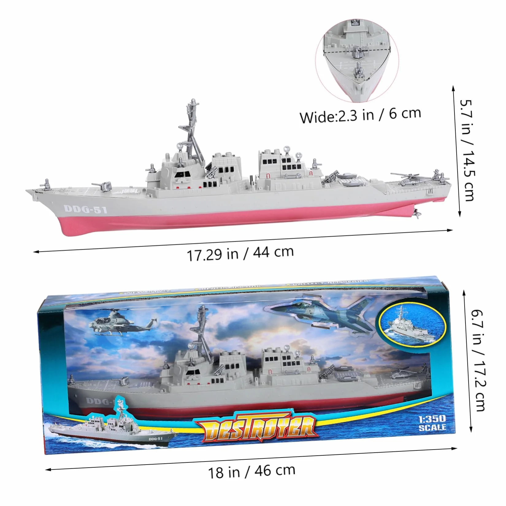 Modelo de Barco de Guerra Juguete Estático Plástico Resistente Decorativo Maqueta Naval