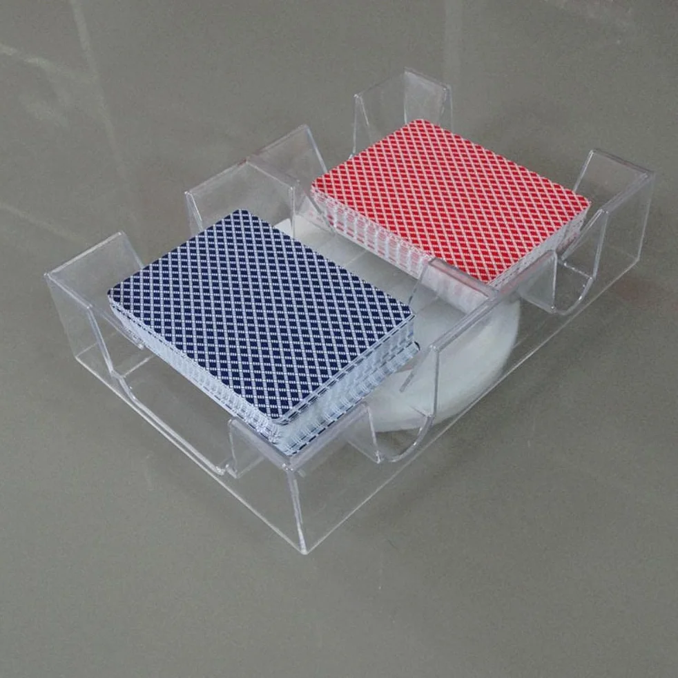 CHICIRIS Organizador transparente de juego de cartas, bandeja giratoria de 2/6 barajas, se adapta a pies de mano ancha o estrecha