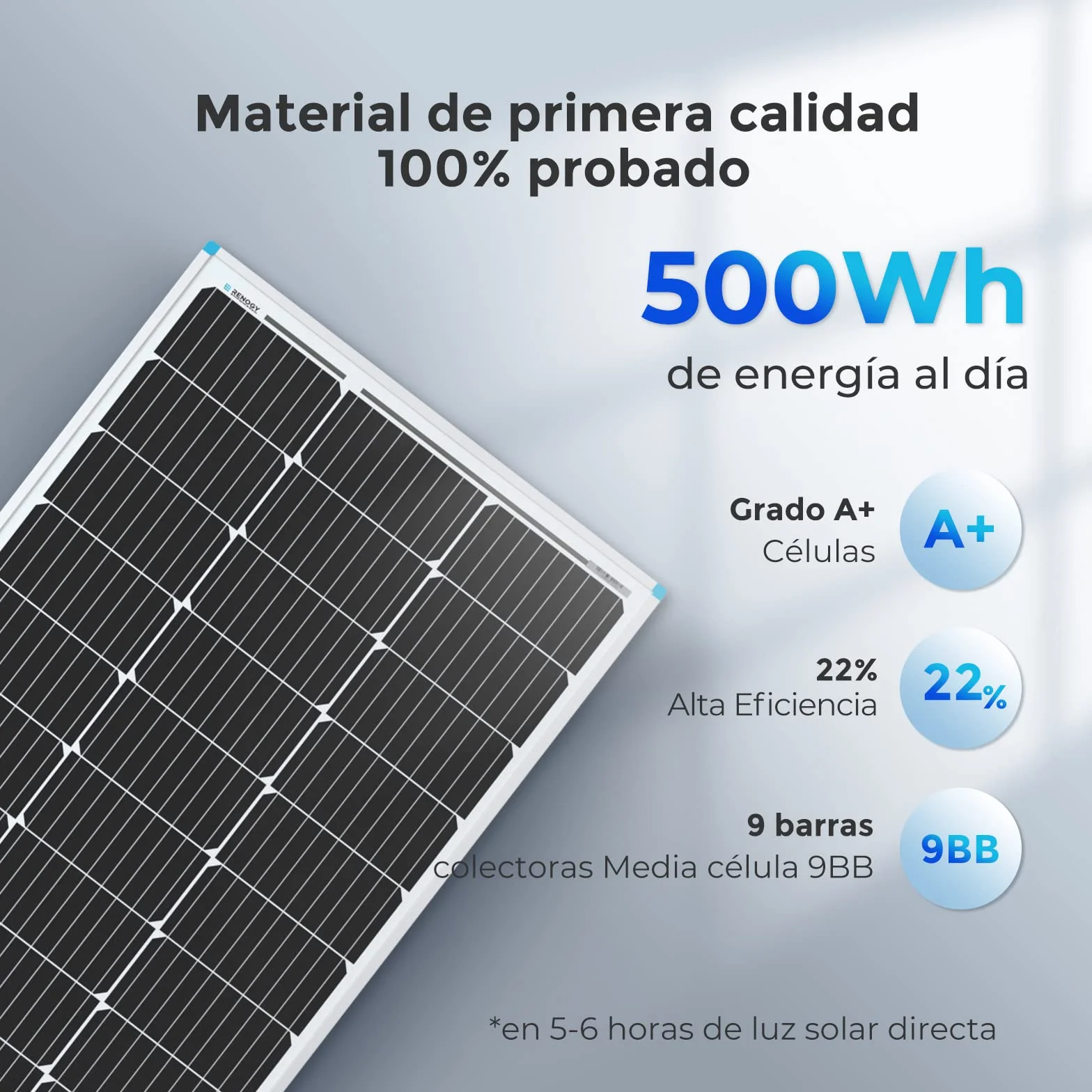 Renogy 2 X Placa Solar 100W 12V (200W), para Casa, para Furgoneta Coche Autocaravana Camping, Módulo Monocristalino para Cargar Batería