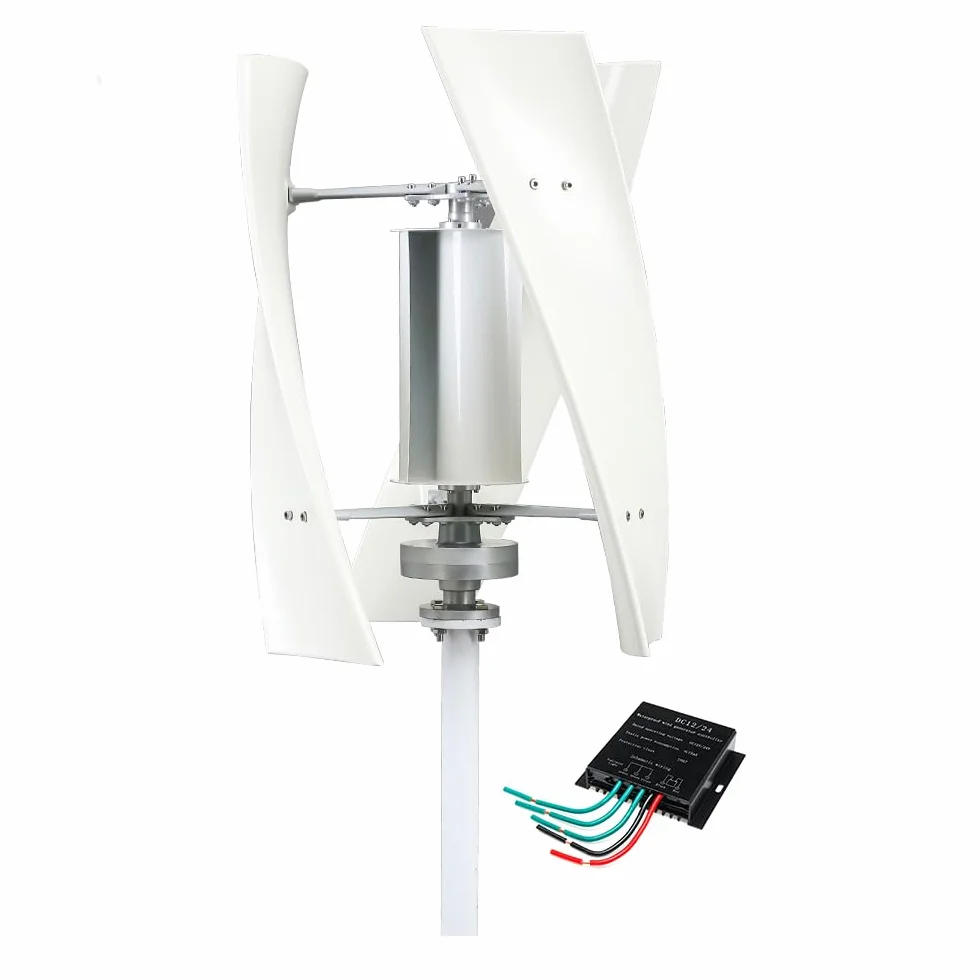 Kit de generador de turbina eólica vertical para el hogar, de bajo ruido, 10 000 W, 220 V, 12 V, 24 V, 48 V, sin núcleo, molino de viento vertical de bajas revoluciones con controlador (color: blanco)