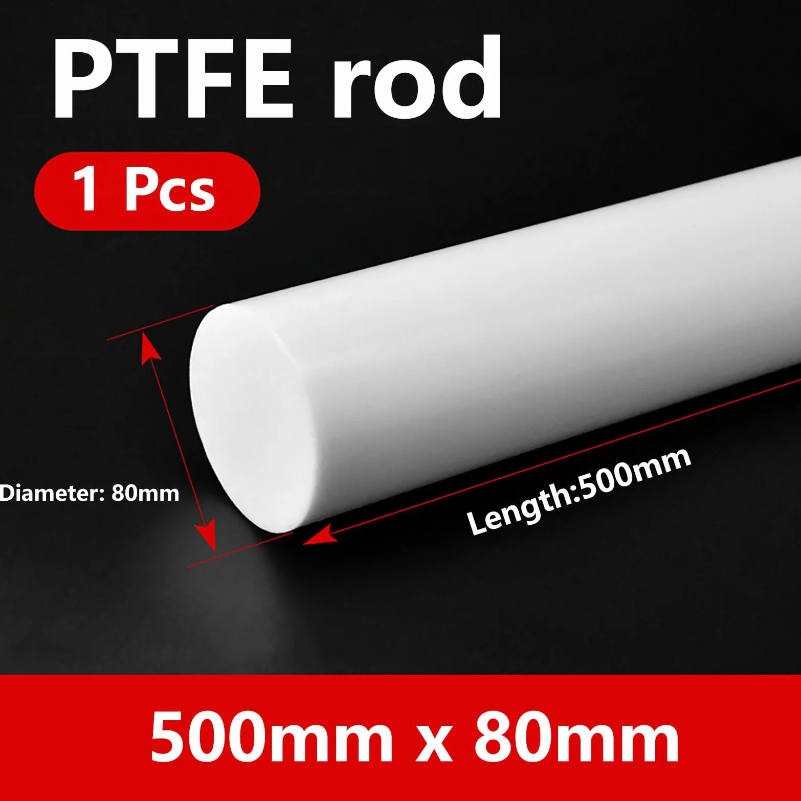 Varilla de PTFE | 80-90 mm de diámetro 20-50 cm de longitud for ingeniería industrial(80mm x 0.5m)