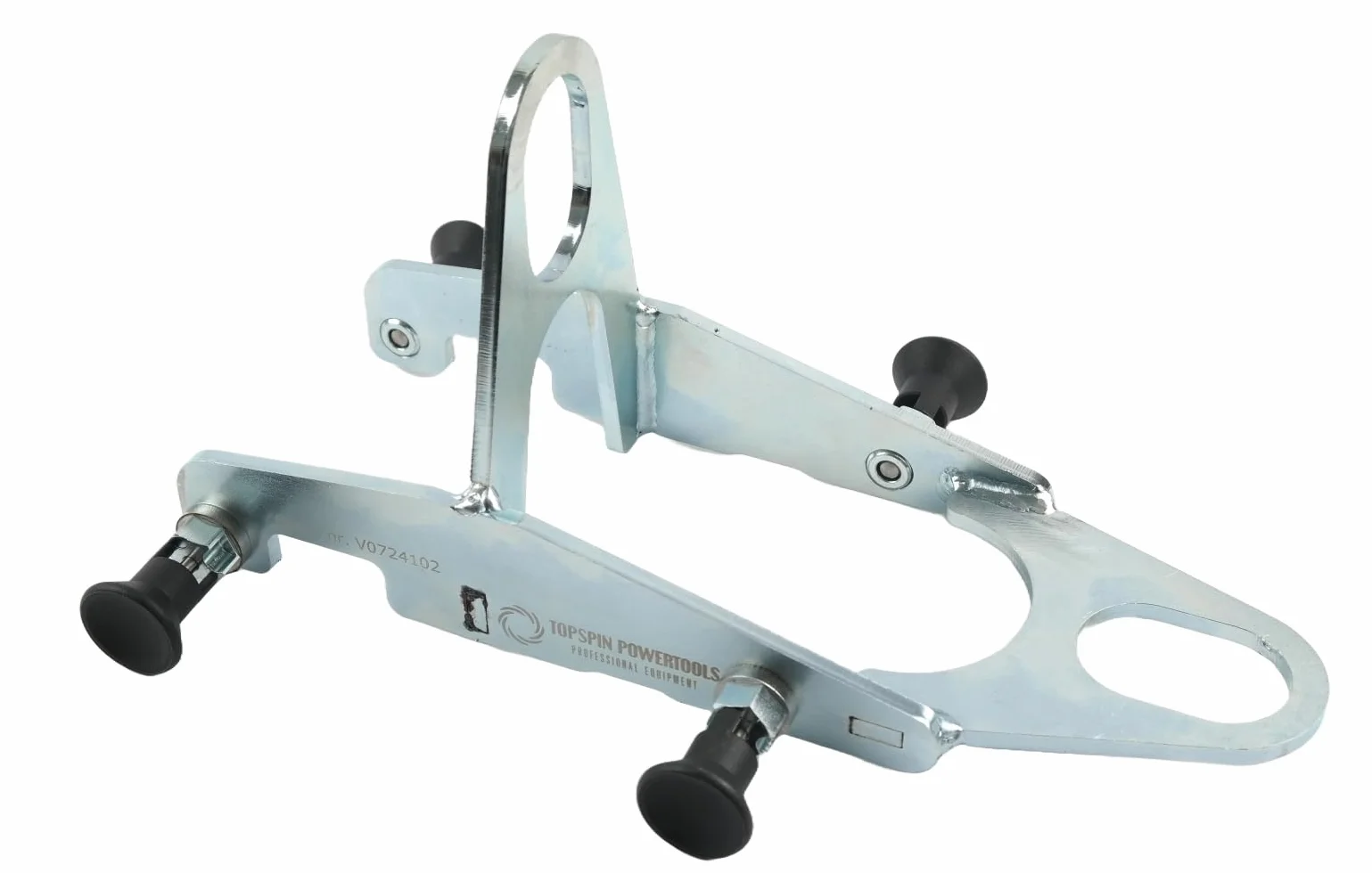GRABO Barra elevadora V-120, con perno de resorte para un montaje muy rápido. Elevación segura en los 4 ojales de acero, el soporte V-120 facilita el levantamiento por excavadora.