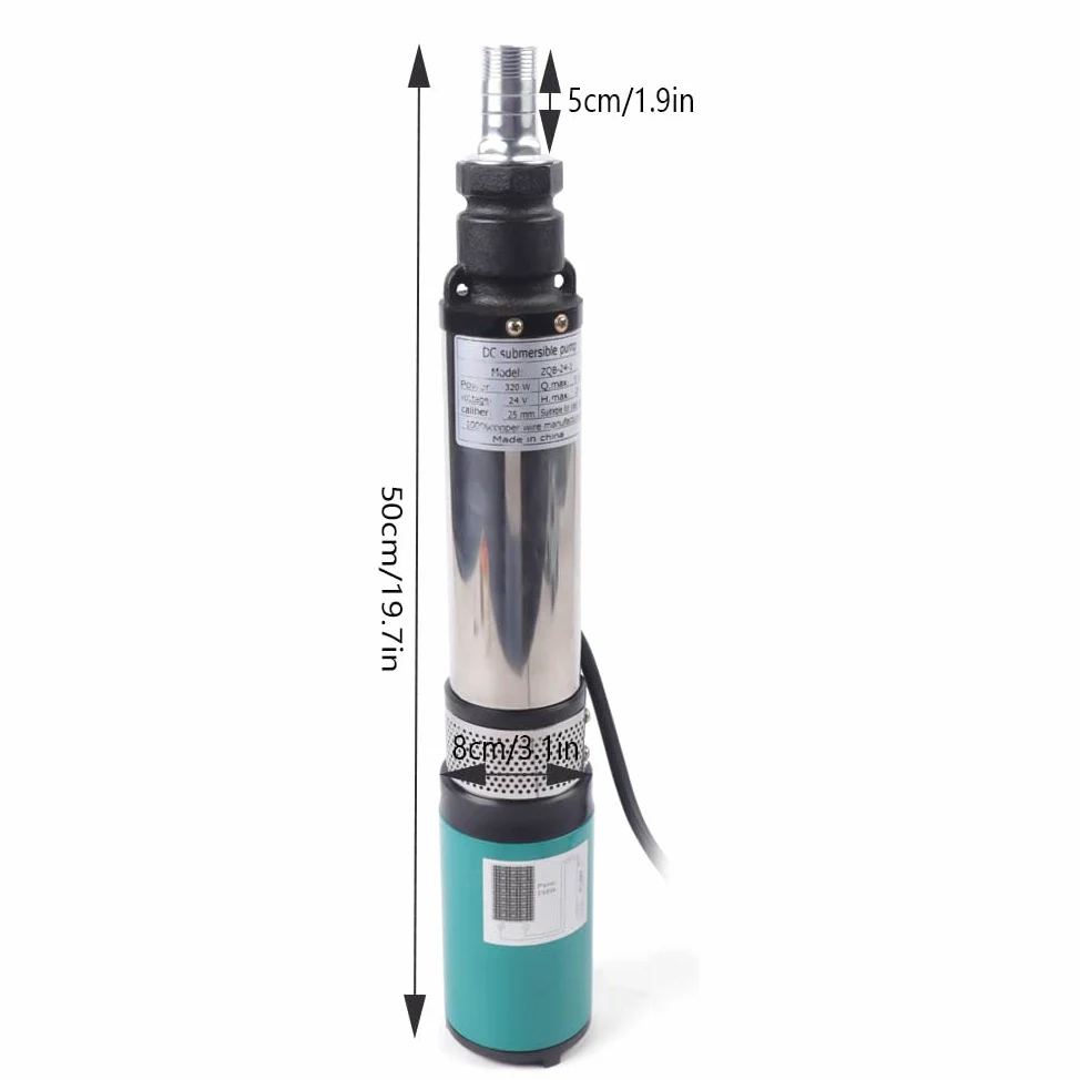 Bomba solar para pozos profundos (24 V, 320 W, acero inoxidable, sumergible, bomba de agua, absorción de agua, bomba de agua, bomba de pozo, para fábricas, minas, operaciones, fuentes