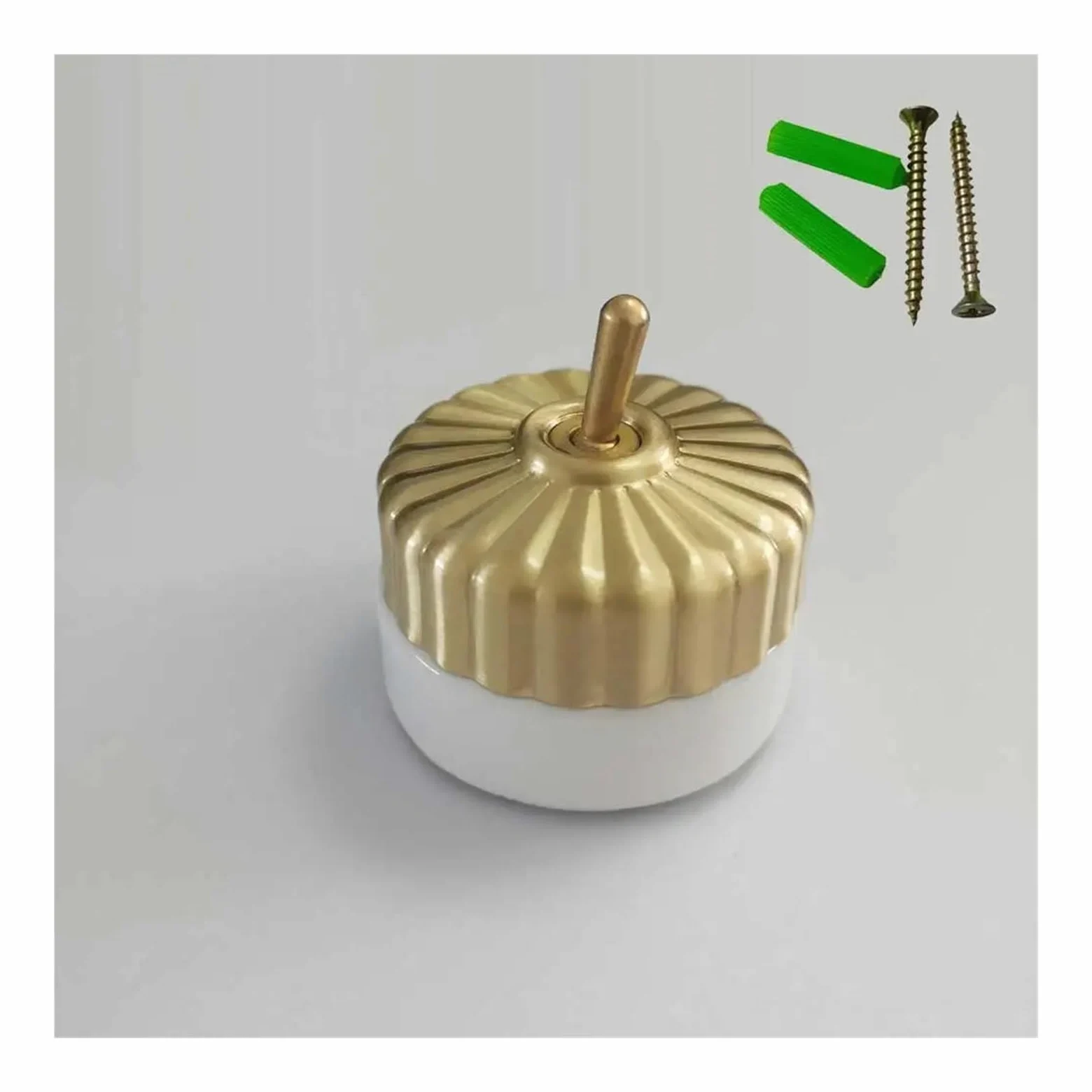 Interruptor de palanca redondo de cerámica, 1 vía, 2 vías, interruptor de luz de pared, palanca de latón, interruptor de pared ON-OFF(Copper 1 way)