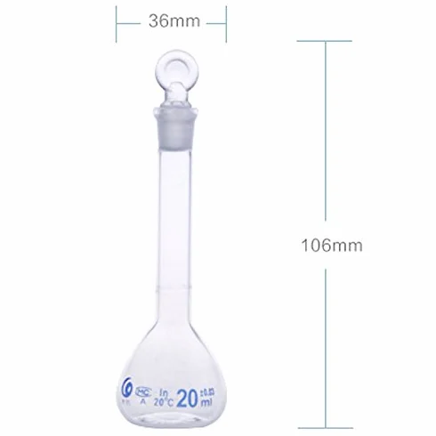 Botella de cristal borosilicato volumétrica con tapón 200 ml