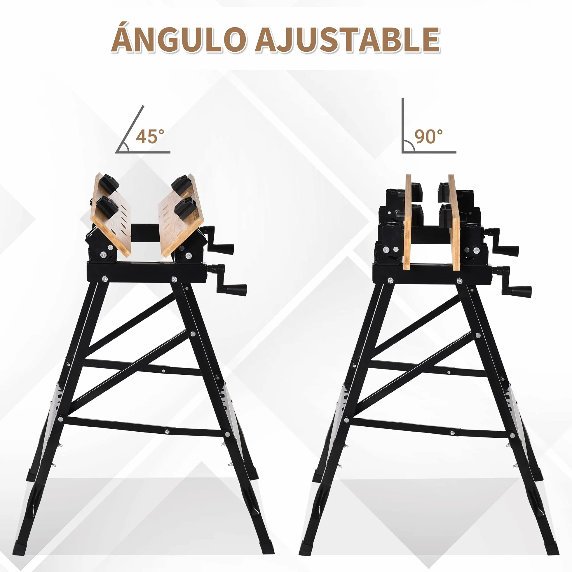 HOMCOM Plegable Banco de Trabajo Bambú Acero 150 kg 63,5x60,5x78 cm
