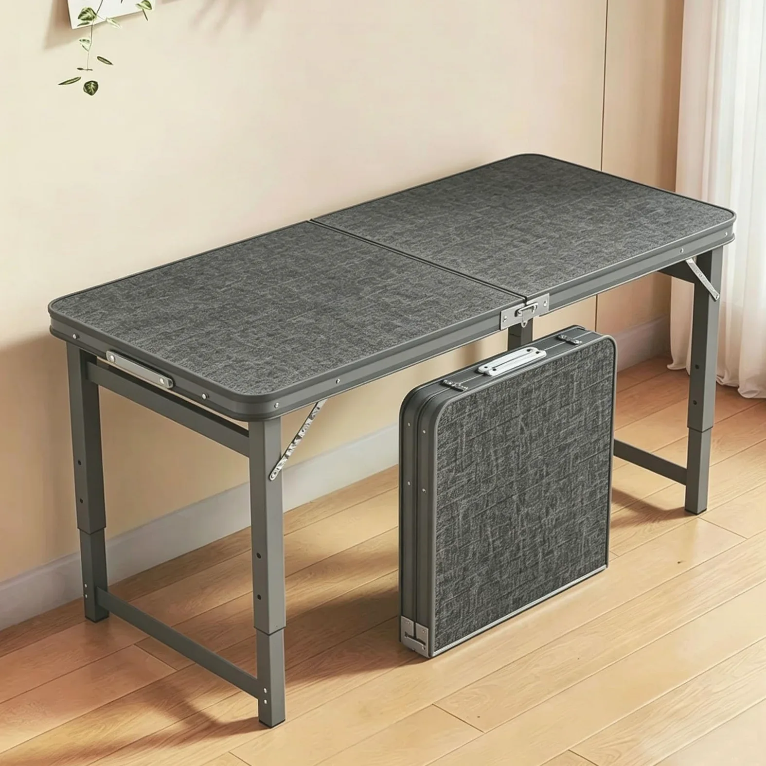 Mesa de caballete plegable, estación de trabajo rectangular portátil para uso en interiores y exteriores, ideal para catering, camping, eventos y mercados, opciones disponibles