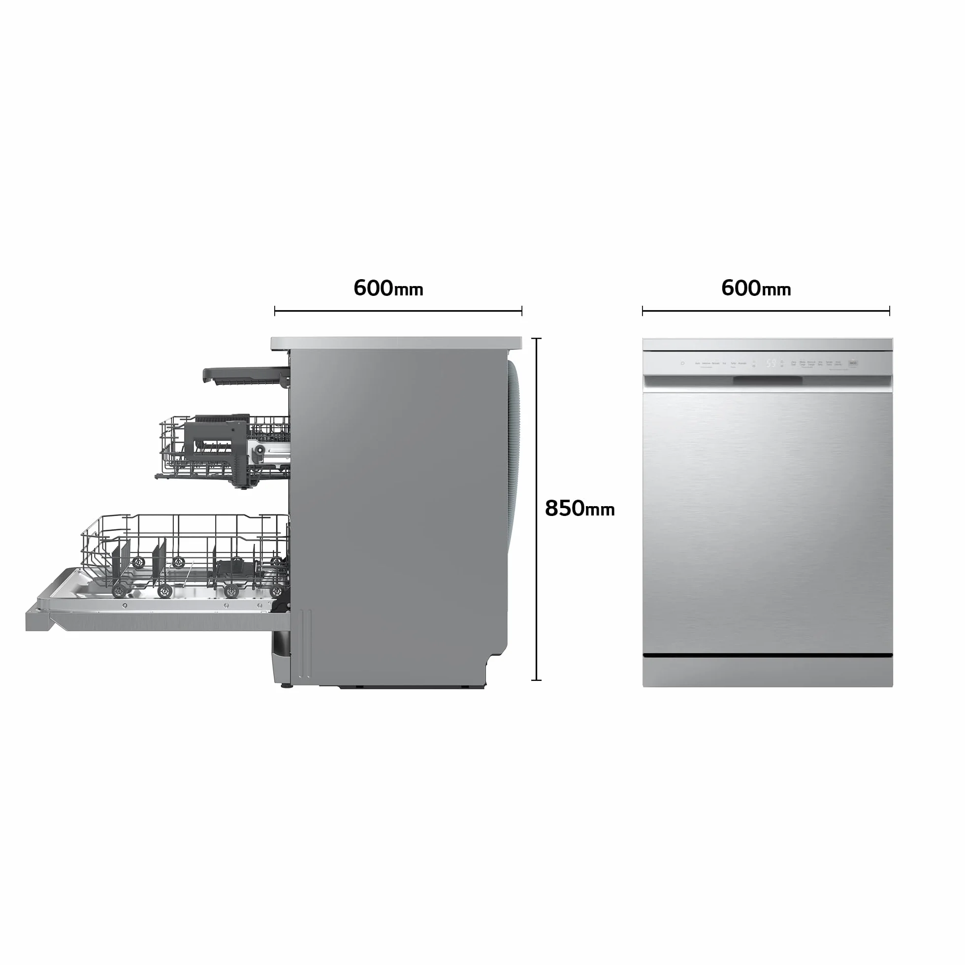 LG DF273FV Lavavajillas QuadWash Steam EasyRack Bandeja Cubiertos Smart Diagnosis Apertura Automática A 14 Inox Antihuellas