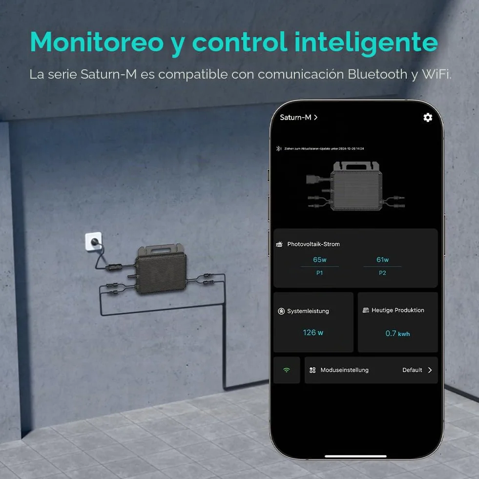 Marstek Saturn Microinversor 800 W – 230 V CA, 2 MPPT, Entrada CC 16–60 V, Inversor Solar para Sistema fotovoltaico de balcón, IP67, Control por App, Plug & Play, para módulos solares