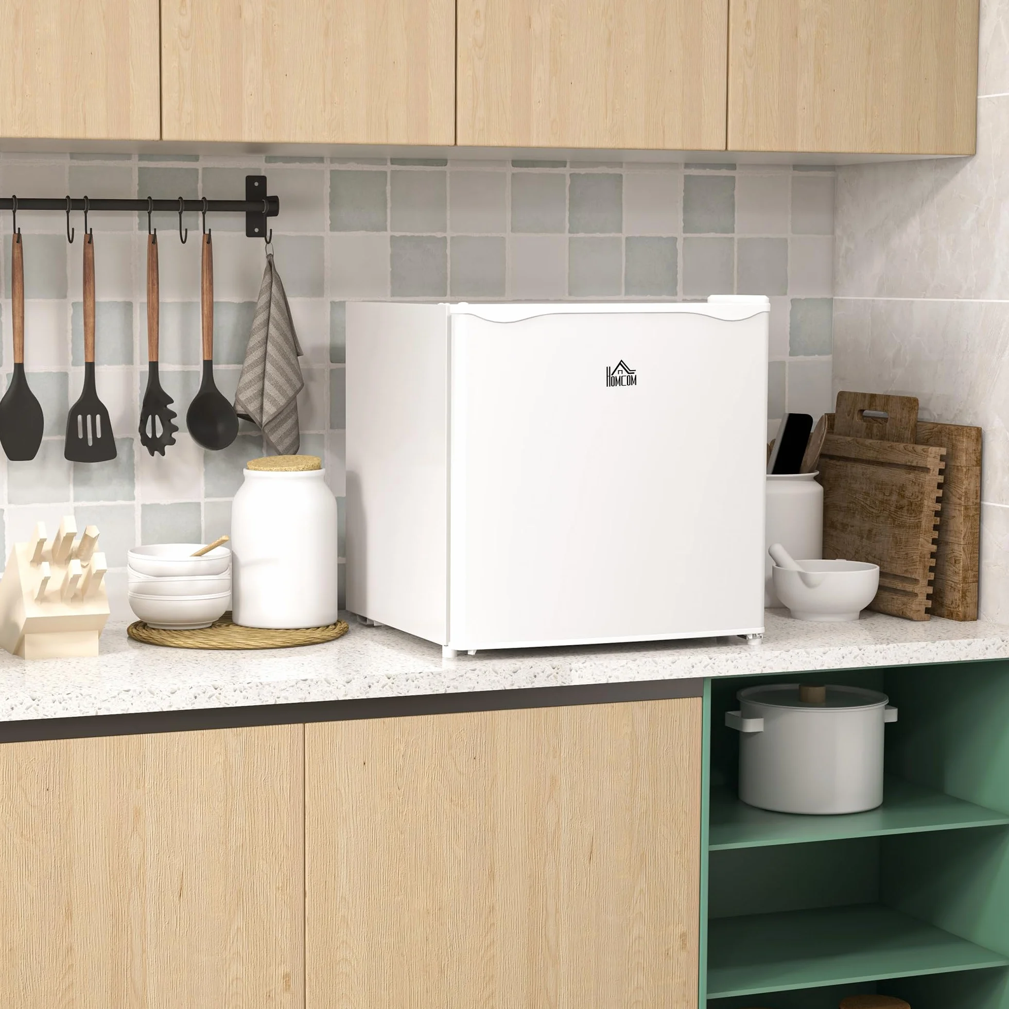 HOMCOM Congelador Vertical 35 L Silencioso Puerta Reversible Temperatura Ajustable Blanco
