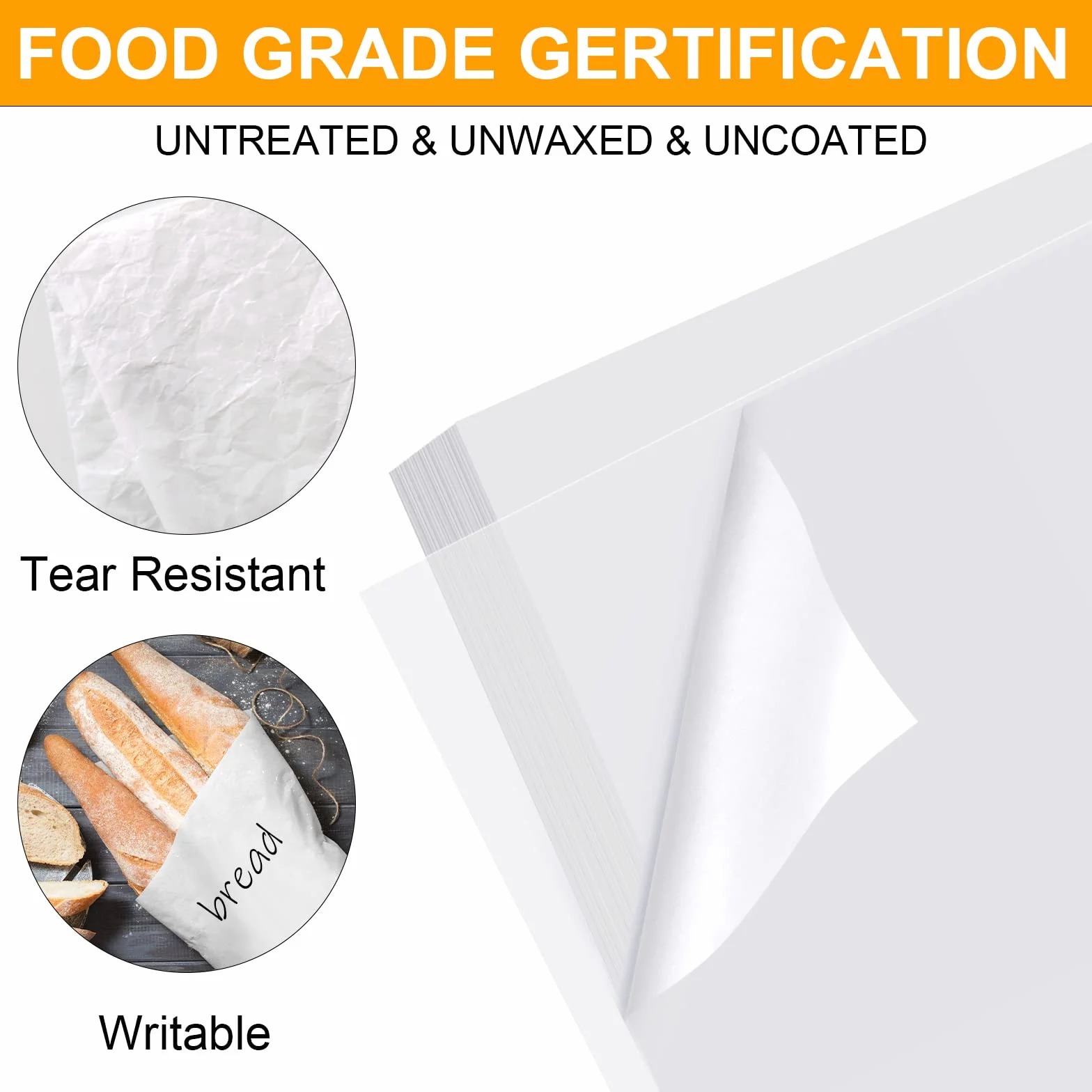 Papel de Carnicero Blanco Sin Cera 12x12 Pulgadas, 120 Piezas Precortado para Sublimación de Carne