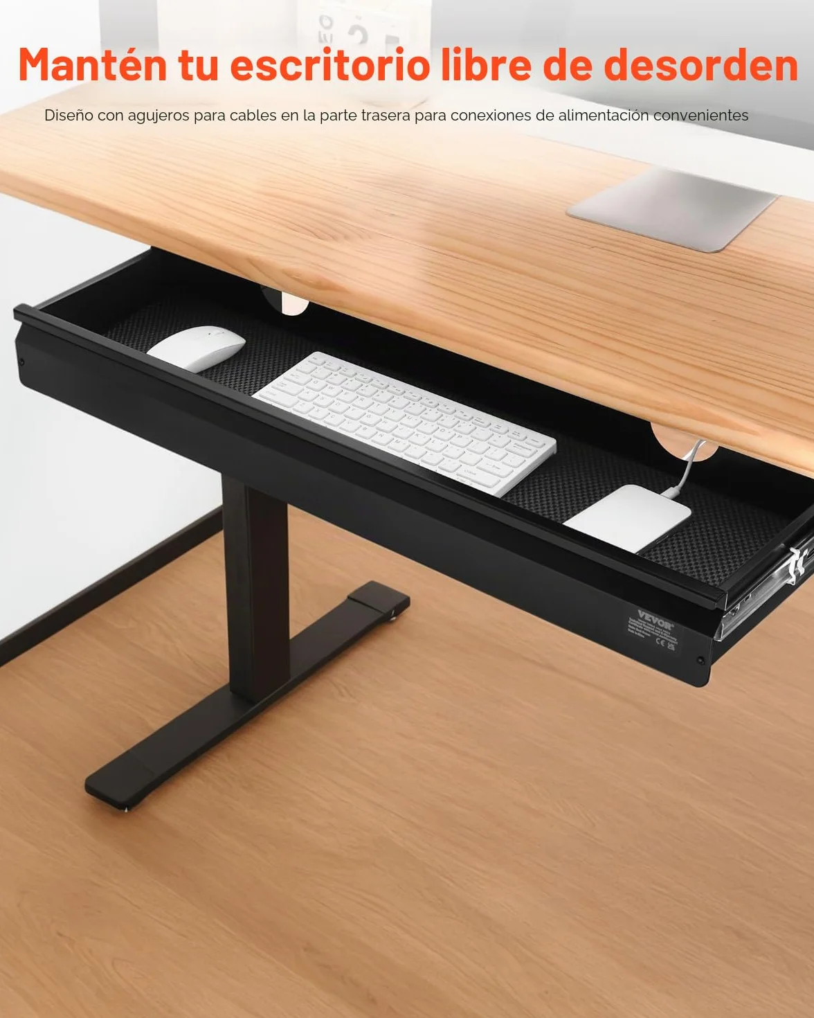 VEVOR Cajones Deslizables Debajo del Escritorio 84 cm Cajón Extraíble Montado Debajo de Mesa Organizador de Almacenamiento 840 x 240 x 107 mm