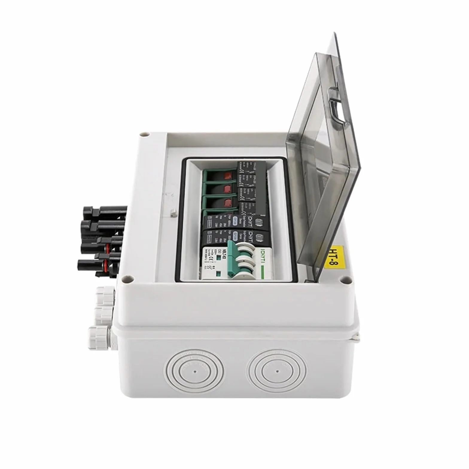 Caja del combinador Solar Caja combinadora fotovoltaica Solar con 2 entradas y 1 Salida, Fusible de 600 V CC, Caja MCB SPD(DC Fuse 15A)