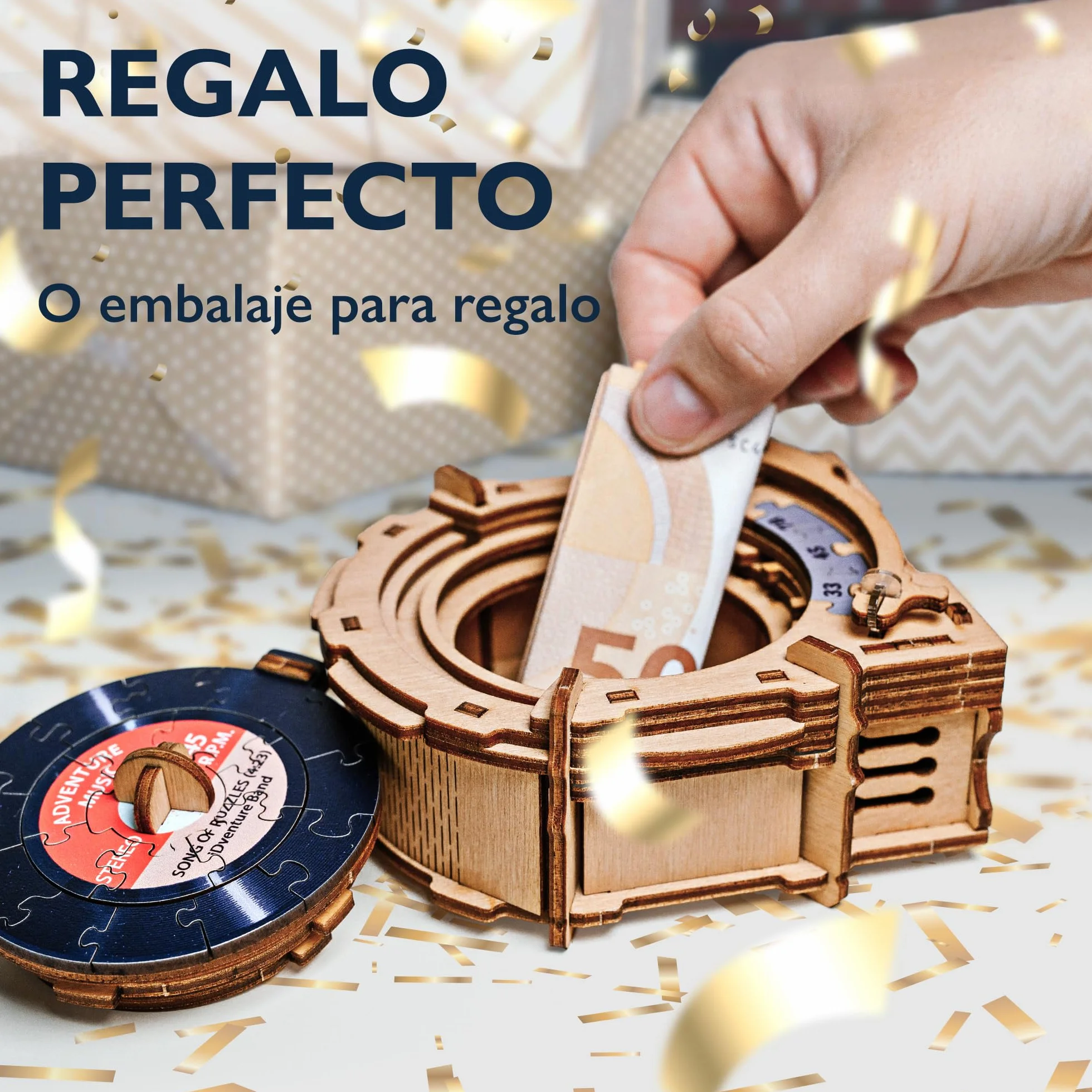 iDventure Cluepuzzle Tocadiscos Rompecabezas Juego Escape Room Caja Misteriosa Puzzle 3D Madera Regalo
