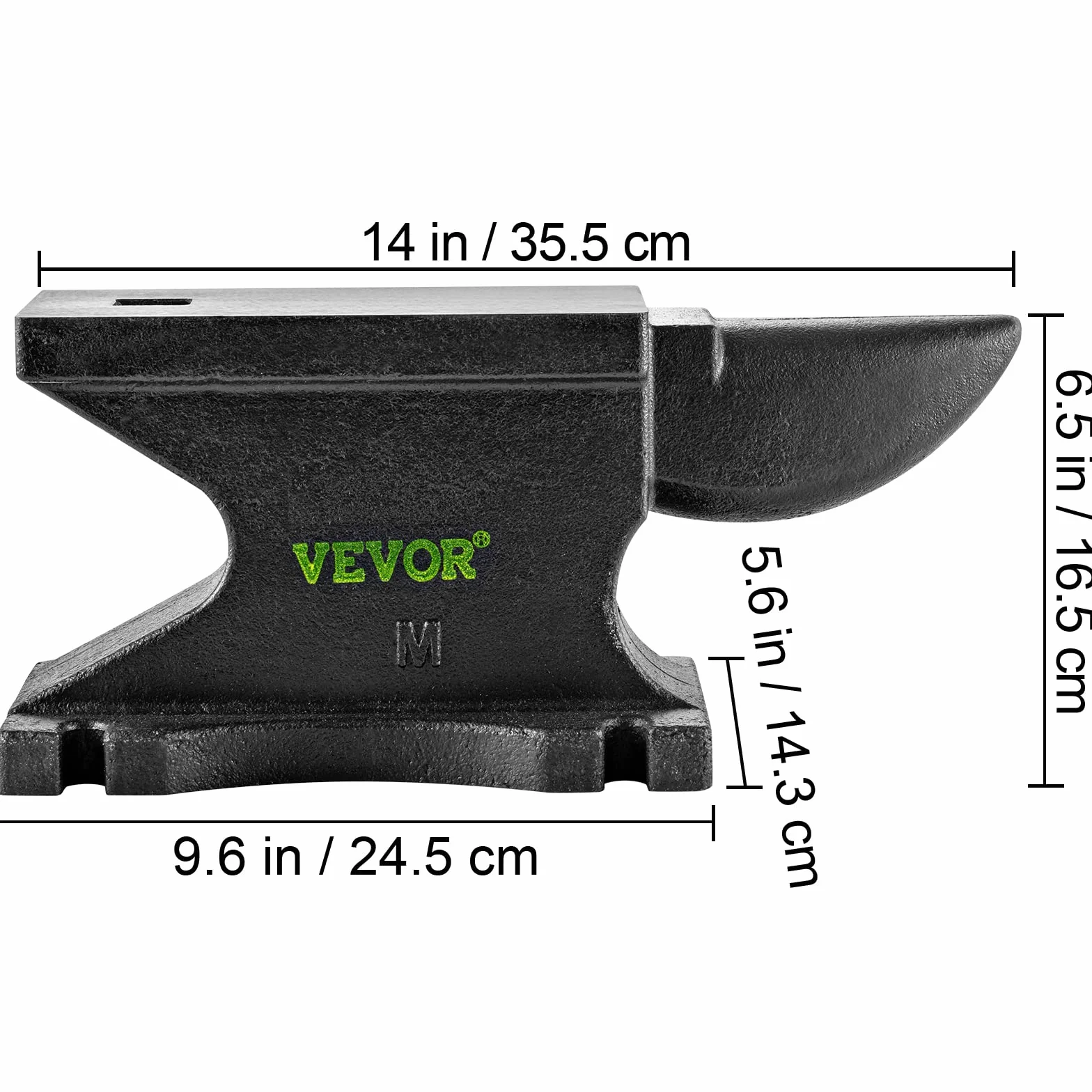VEVOR Yunque de Hierro Single Beck Hierro Fundido 55lb 25kg Mini Yunque Cuerno 35.5 x 14.3 x 16.5 cm Mini Yunque Cuerno De Hierro Del Banco Yunque de Metal Yunque de Acero 209HB, Negro
