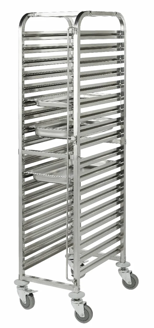METRO Professional Carro de control GSC1018GN, acero inoxidable, 18 plantas, GN1/1, carga total 150 kg, plata