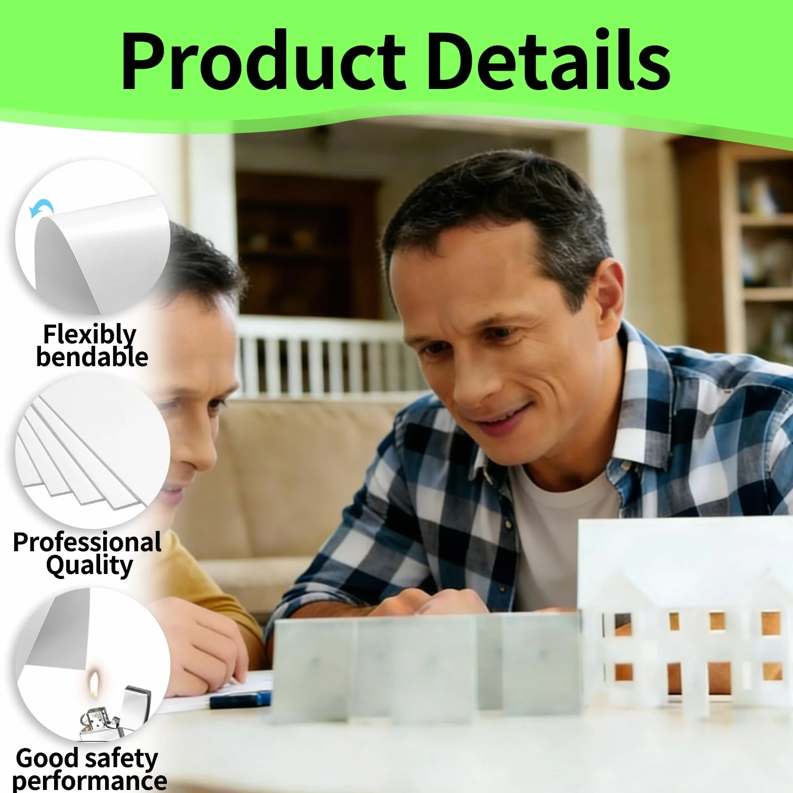 PP Hoja Plástico A4 Láminas de Plástico Duro 0.5mm Panel de Poliestireno Blanco