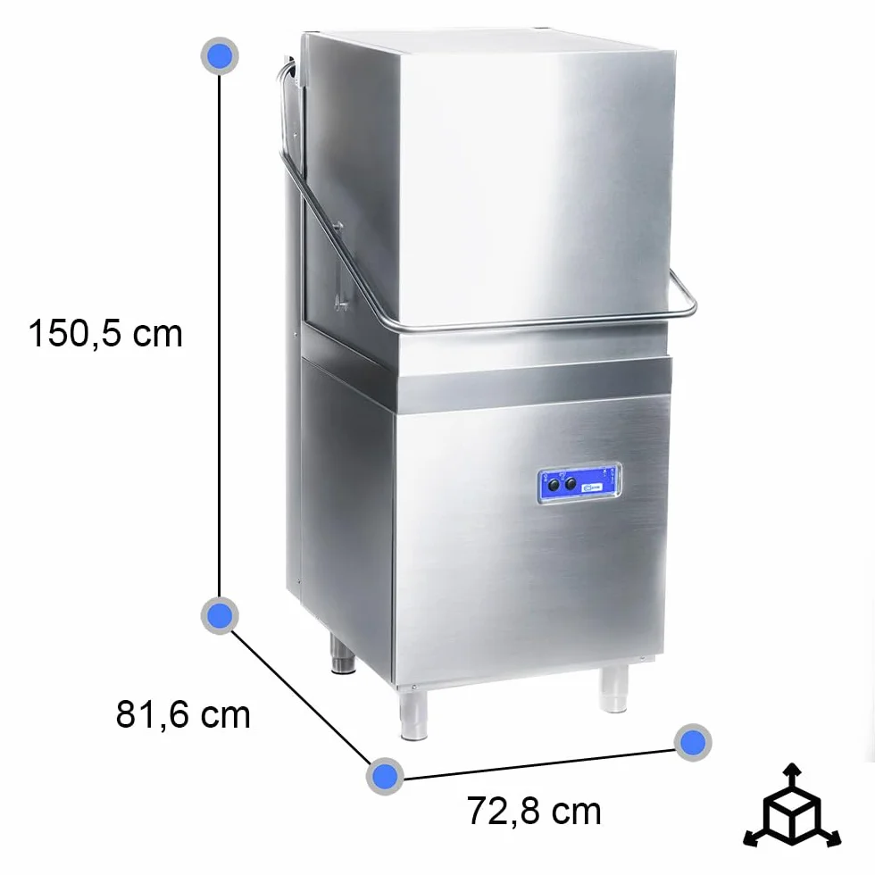 Cleiton® lavavajillas industrial hosteleria | 50x50 | 2 Programas de lavado | 10800W | Lavado en 2 minutos | 728x816x1505 mm | Bombas Abrillantador Detergente y Desagüe