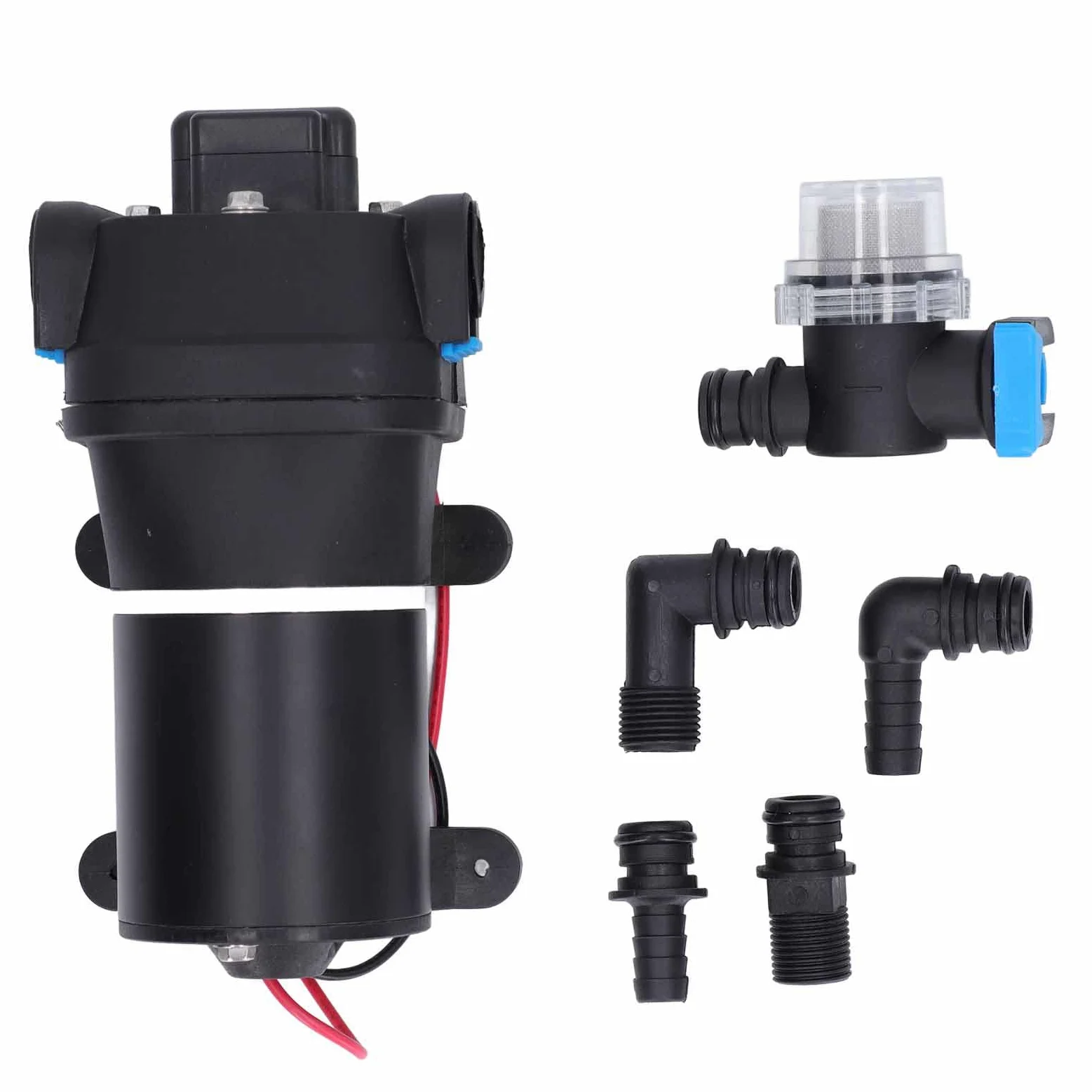 PolyGen Micro bomba de diafragma de aire 12 V 60 W, 17 PSI 2,7 GPM, bomba de agua de alta presión autocebante con puerto de 1/2 pulgada para sistemas de lavado de vehículos y