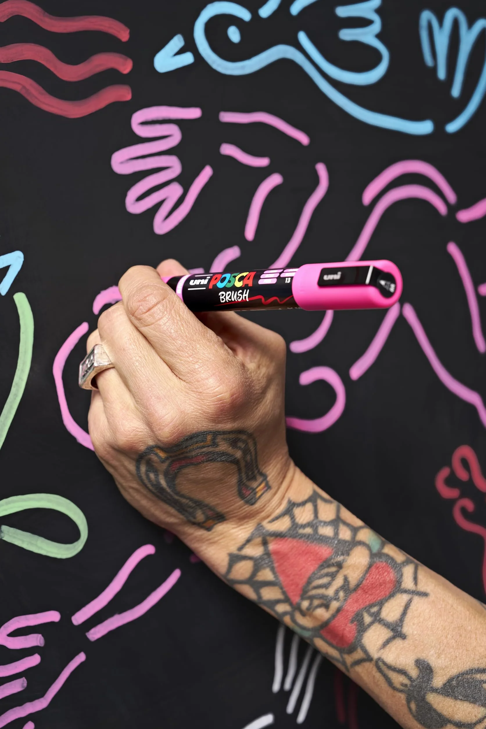 POSCA Set de rotuladores Brush Pen PC-5BR, 16 rotuladores acrílicos con punta de pincel