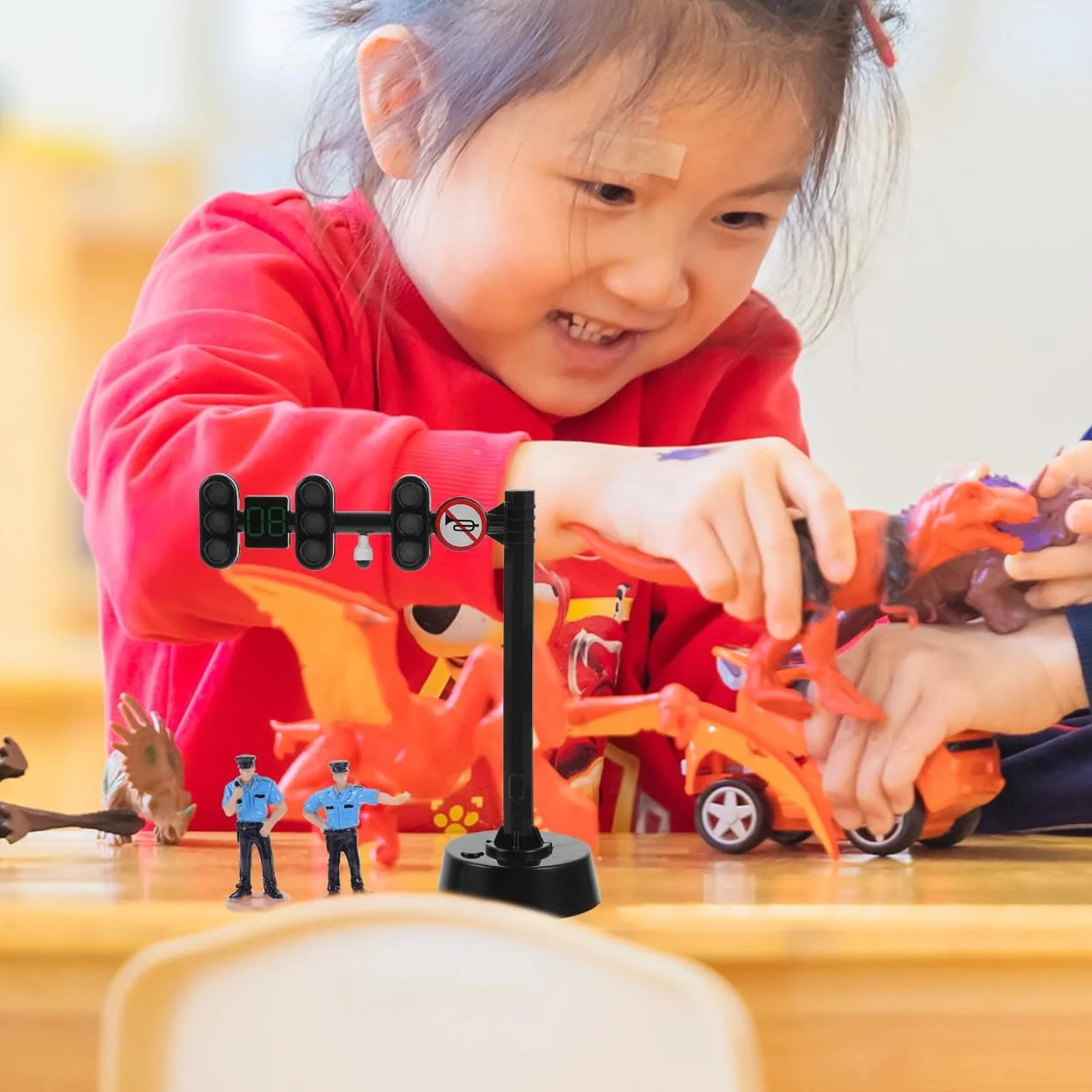 TOYANDONA Semáforo Juguete Luz Señal Tráfico para Niños con Figuras Policía Educativos