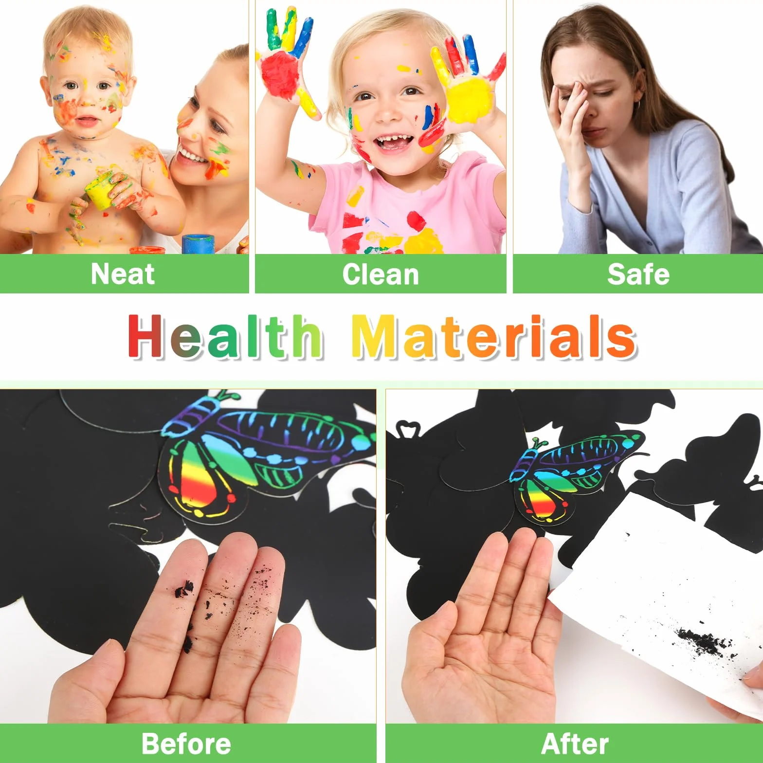 Scratch Art para Niños 48 Piezas Mariposa Arco Iris Papel Mágico Rascar DIY 12 Estilos