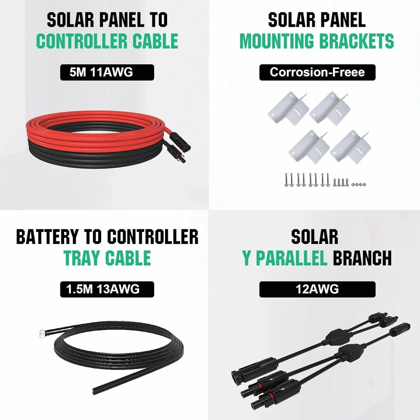 ECO-WORTHY kit panel solar monocristalino 240W módulo solar de 12V + regulador de carga solar de 30A + cable solar de 5m + Z para autocaravana, caravana, hogar y sistema aislado de la red eléctrica