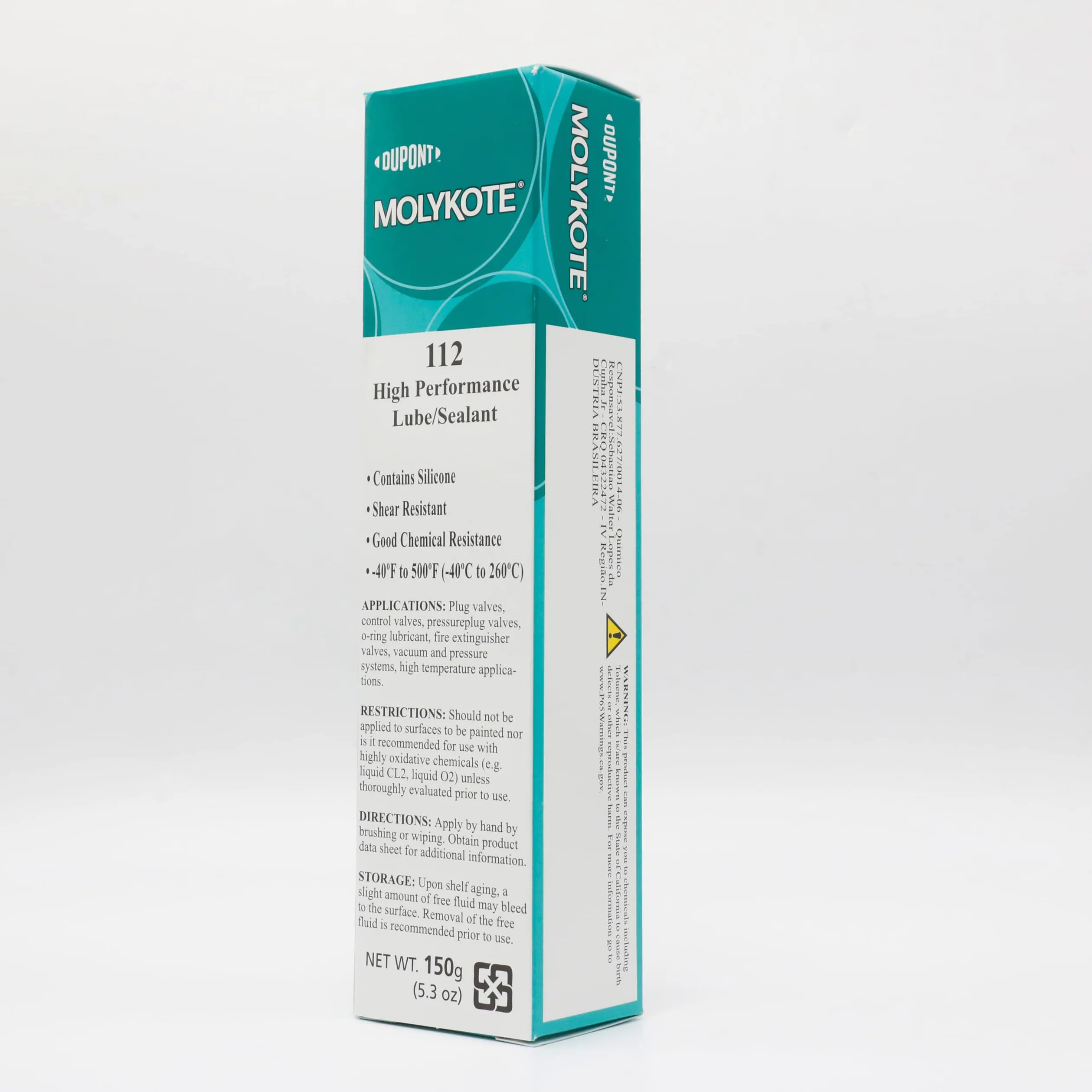 Molykote 112 150g 5.3oz Lubricante y Sellador de Alto Rendimiento para Válvulas Alta Consistencia Resistente a Cortes Silicona No Fundible Translúcido Blanco