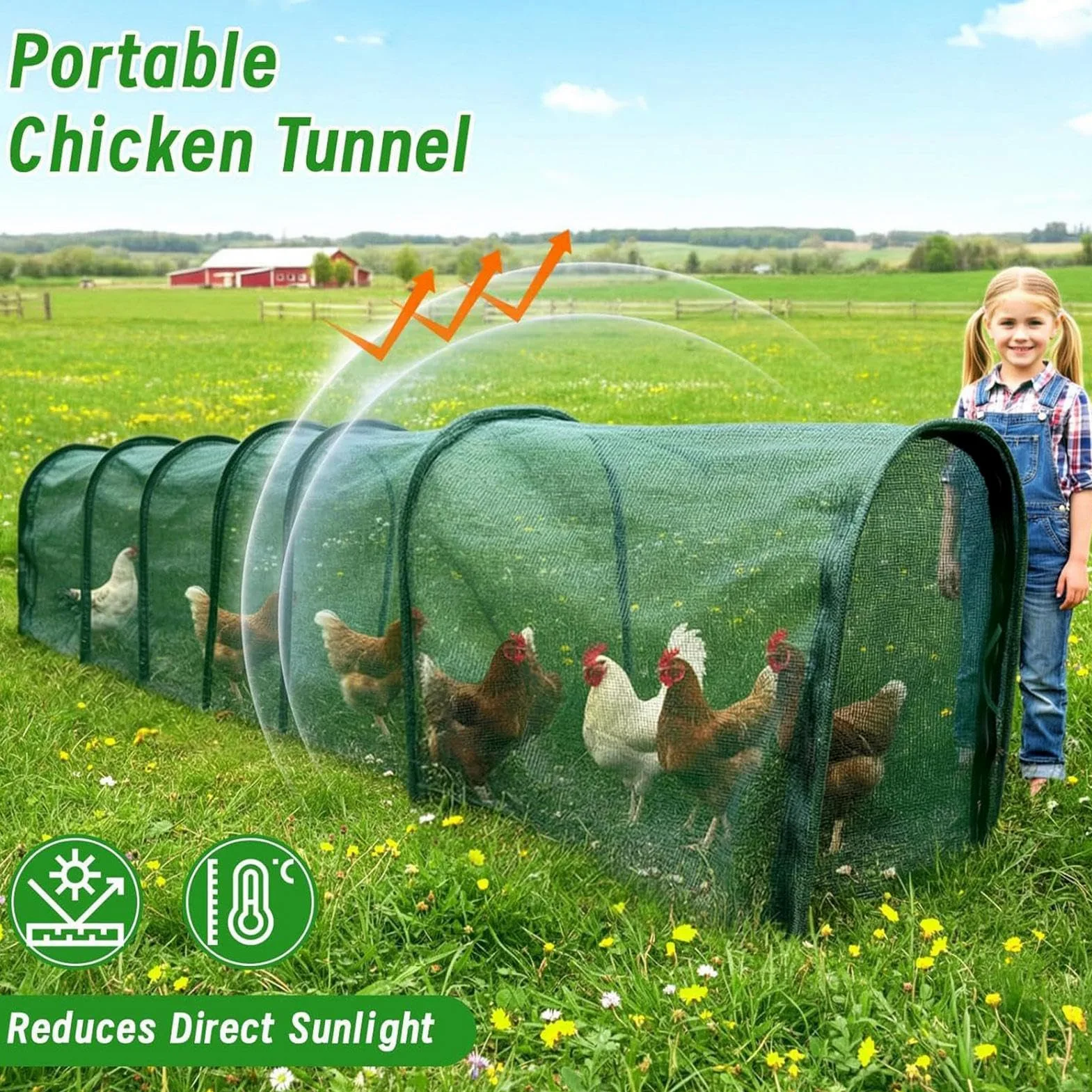 Corredor Gallinas con Cerramiento de Puerta Desmontable de Red Solar de | es de Corral al Aire Libre para Aves Para Aves de Corral, Patos, Conejos, Pájaros, Interior, Exterior, Jardín, Gran