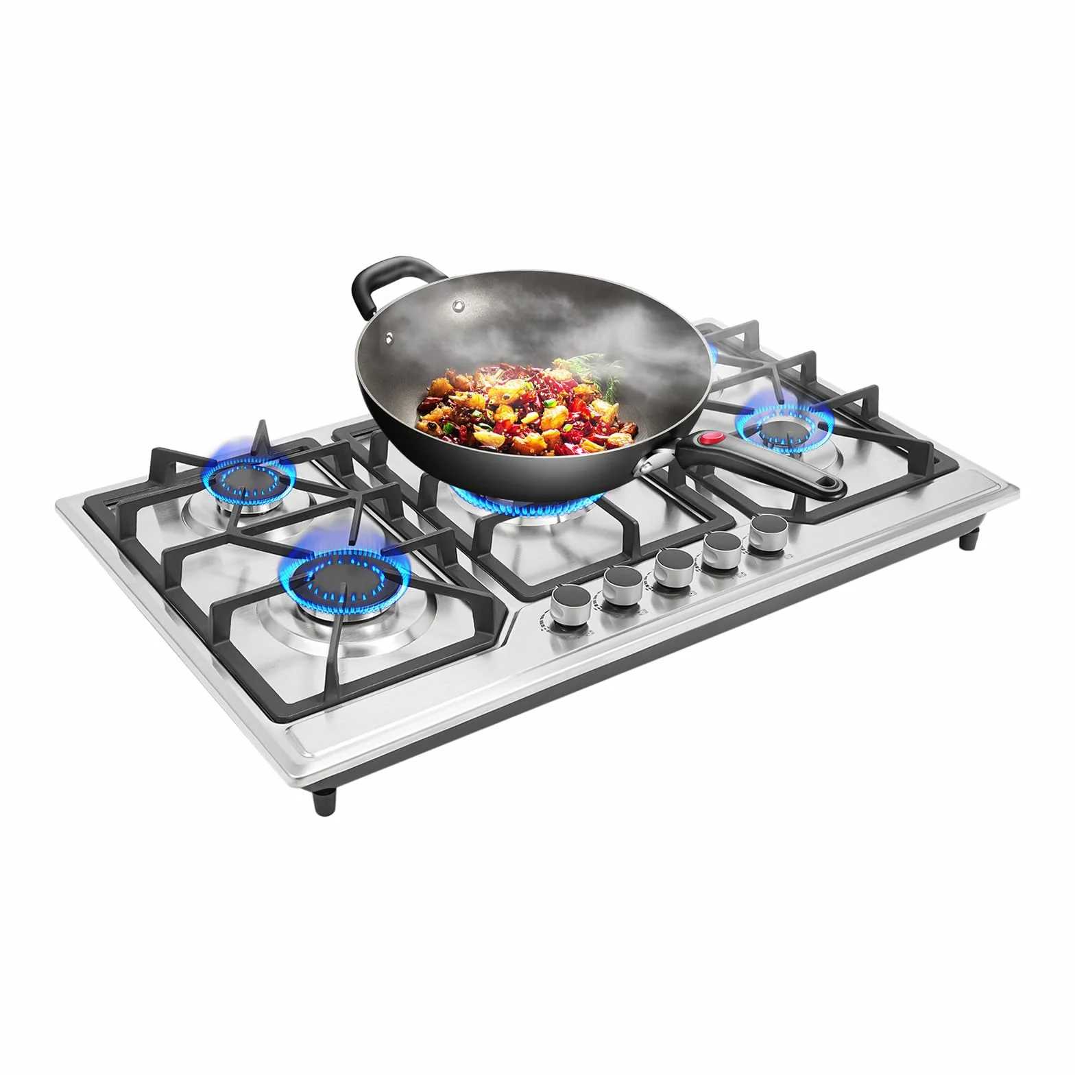 Cocina de gas 5 quemadores 86 x 51 x 12 cm placa de gas para cocina doméstica y comercial