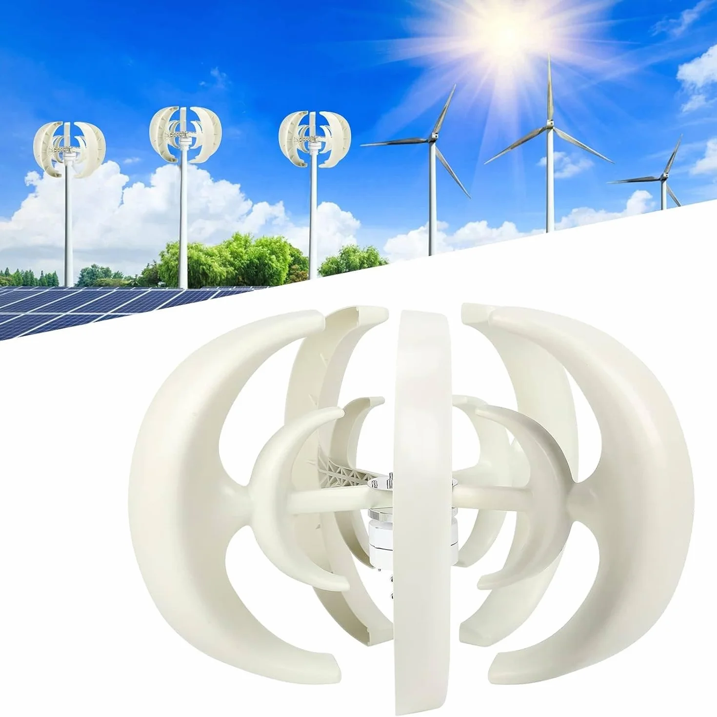 Generador De Turbina Eólica De 4000W Motor De Turbina Eólica De 5 Aspas con Controlador De Carga Kit De Generador De Turbina Eólica para Monitoreo De Jardín Marino Y Barco,White-12V
